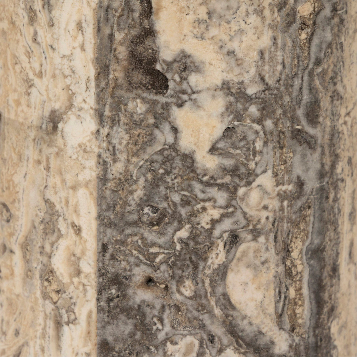 Four Hands Zana Grey Stripe Travertine Cordless Table Lamp close-up detail 3
