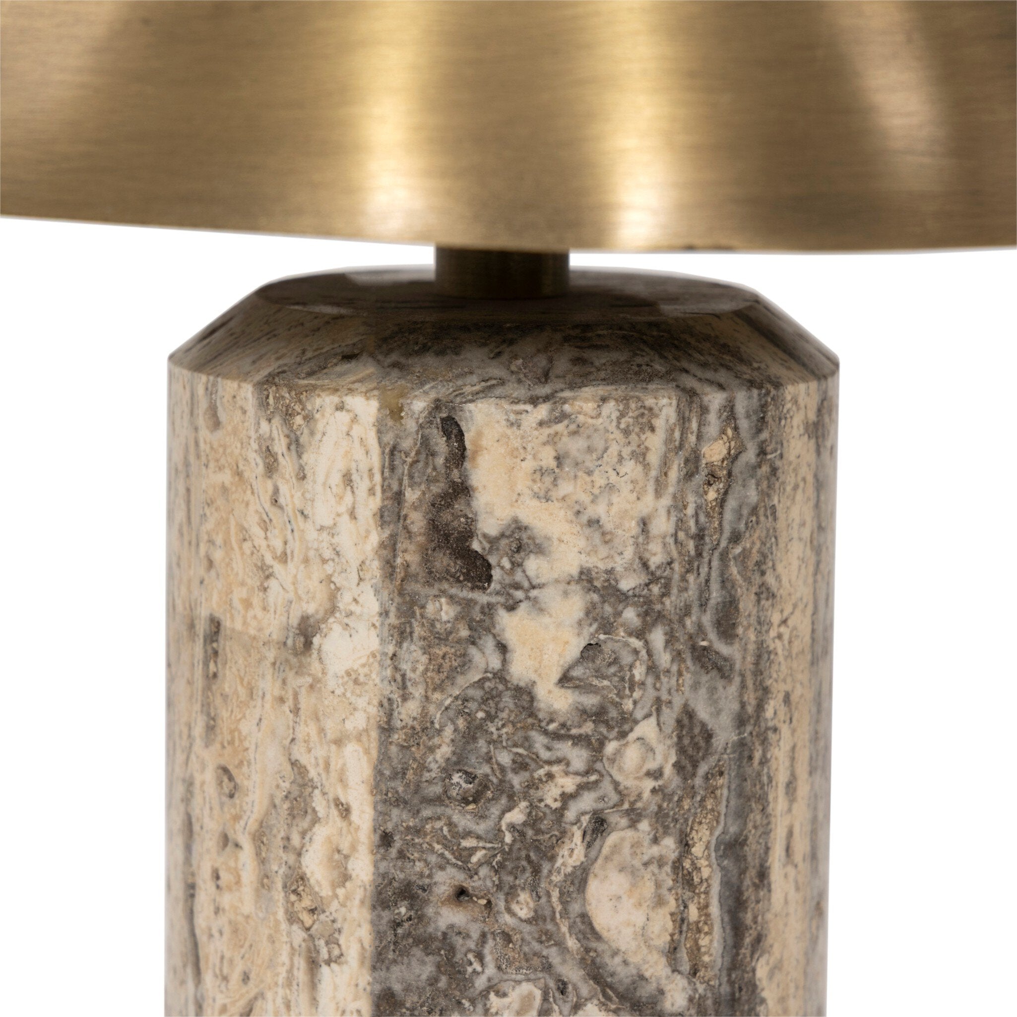 Four Hands Zana Grey Stripe Travertine Cordless Table Lamp close-up detail 4