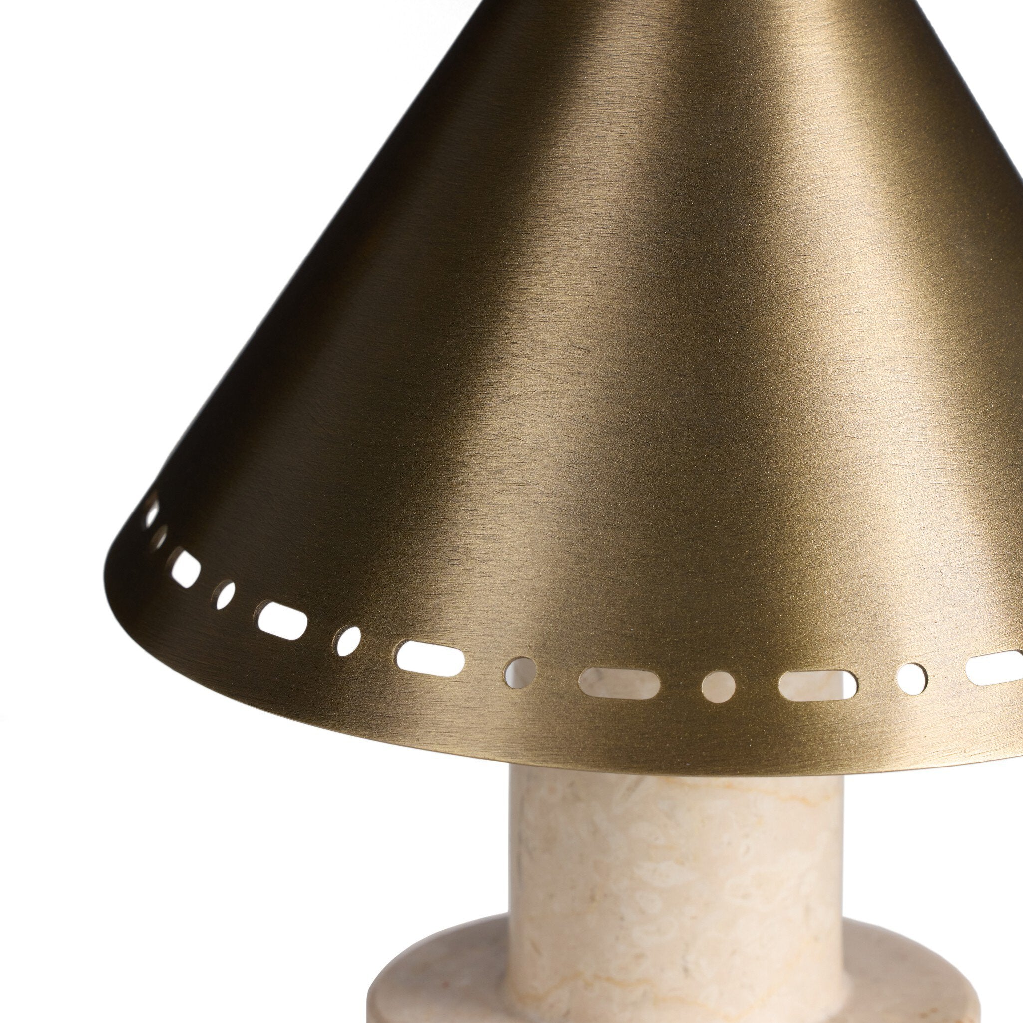 Four Hands Azra Cream Italian Marble Cordless Table Lamp close-up detail 2