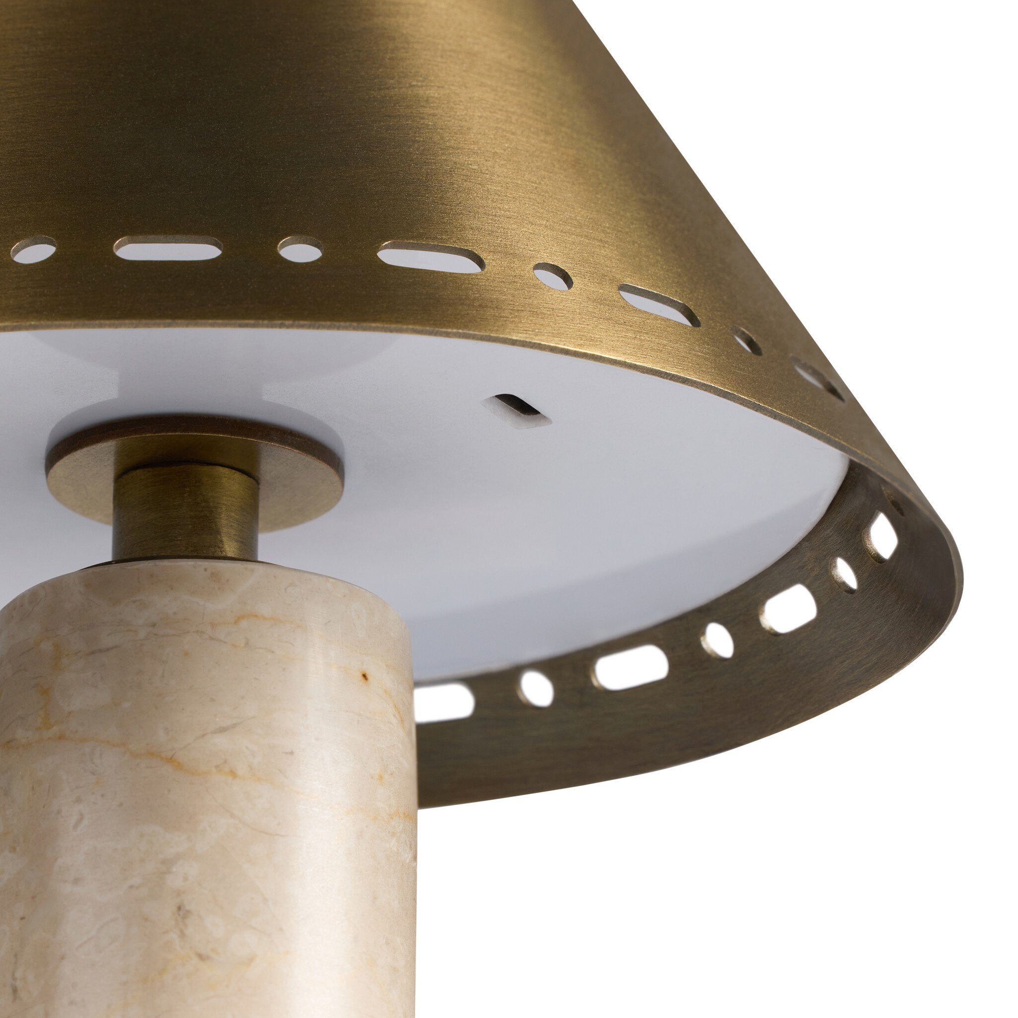 Four Hands Azra Cream Italian Marble Cordless Table Lamp close-up detail 4