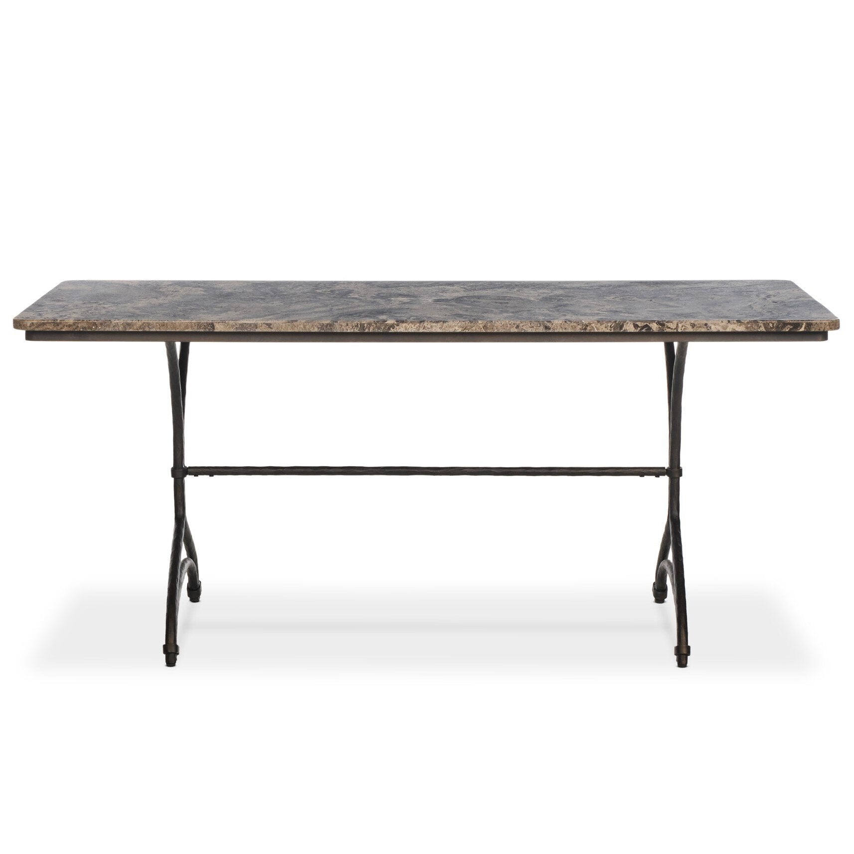 Four Hands Nyssa Warm Grey Marble Dining Table back view