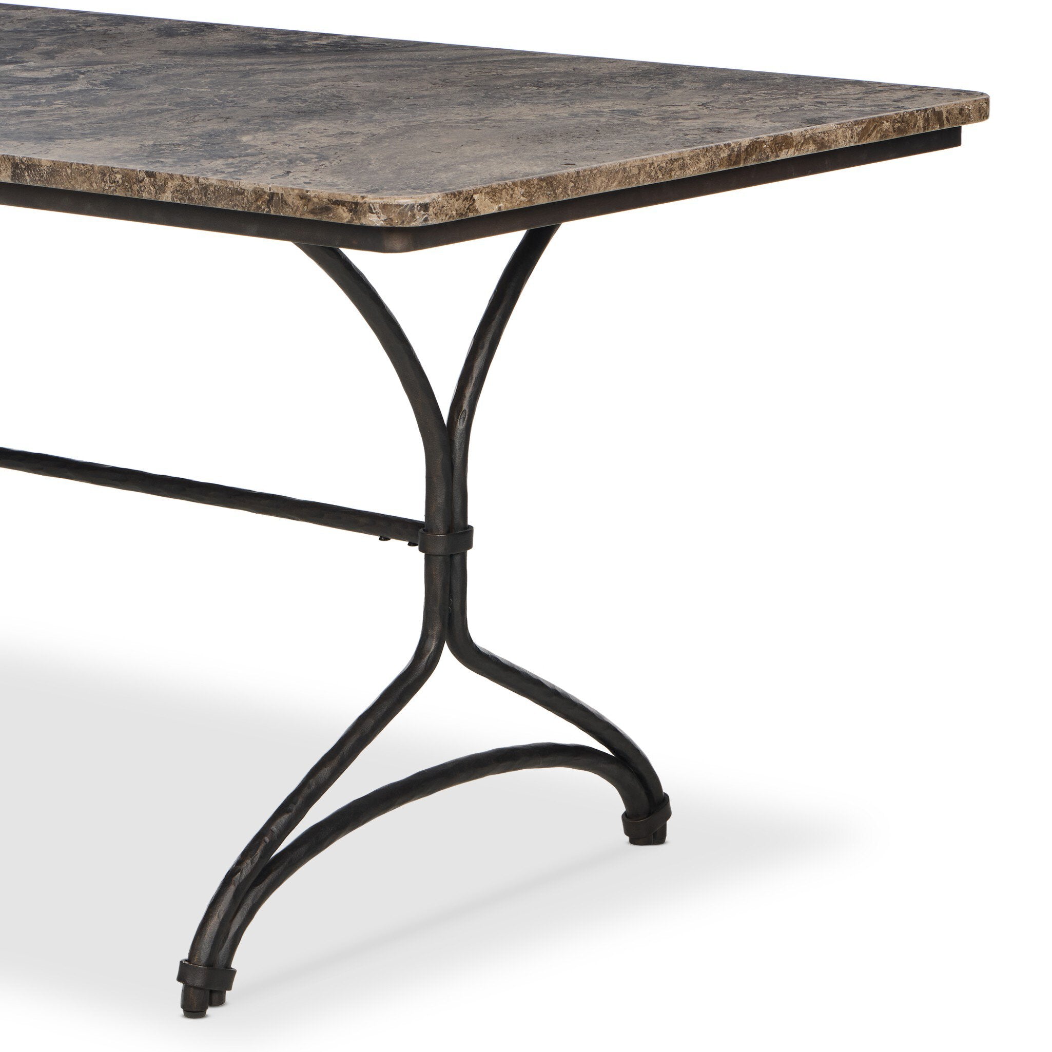 Four Hands Nyssa Warm Grey Marble Dining Table close-up detail 2
