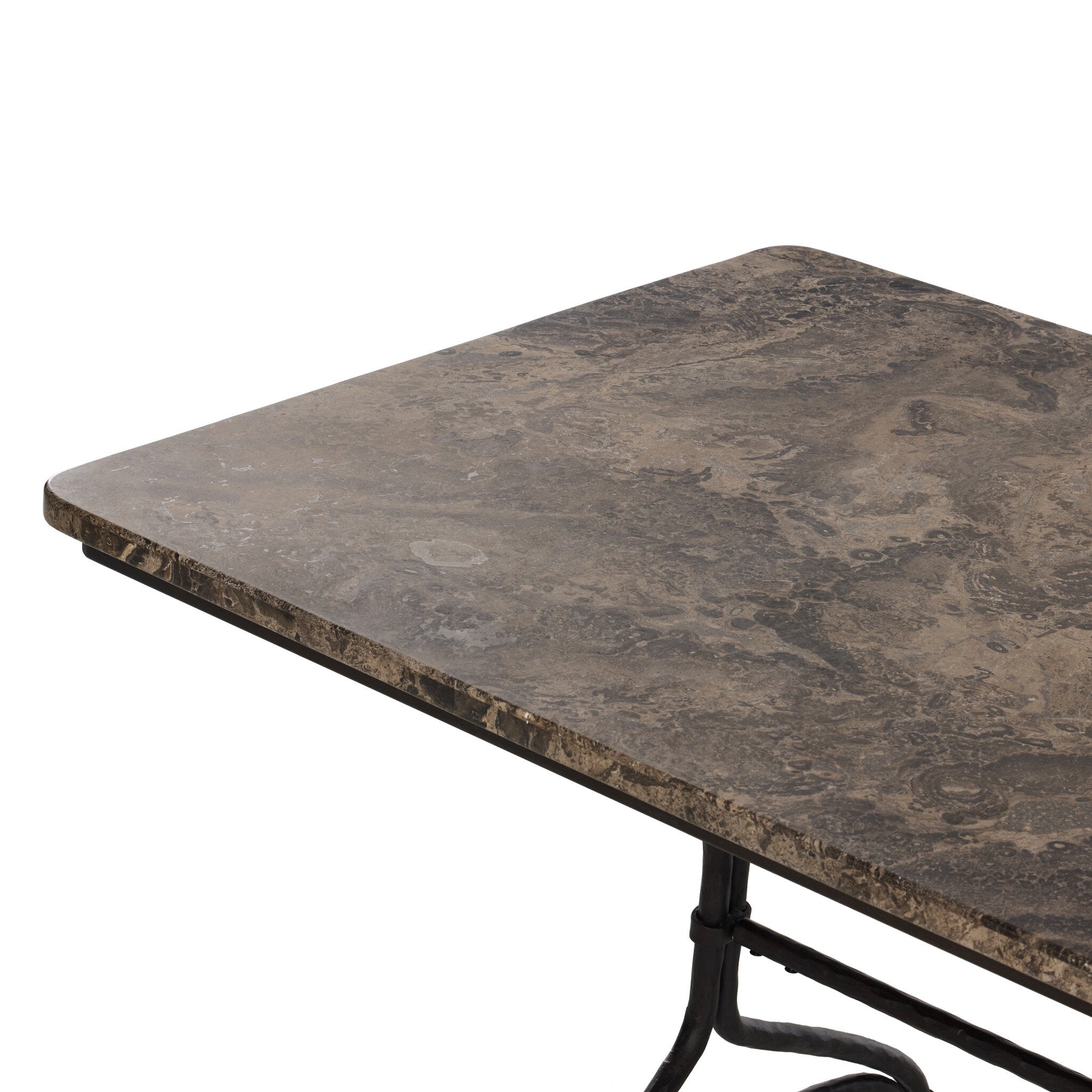 Four Hands Nyssa Warm Grey Marble Dining Table close-up detail 3