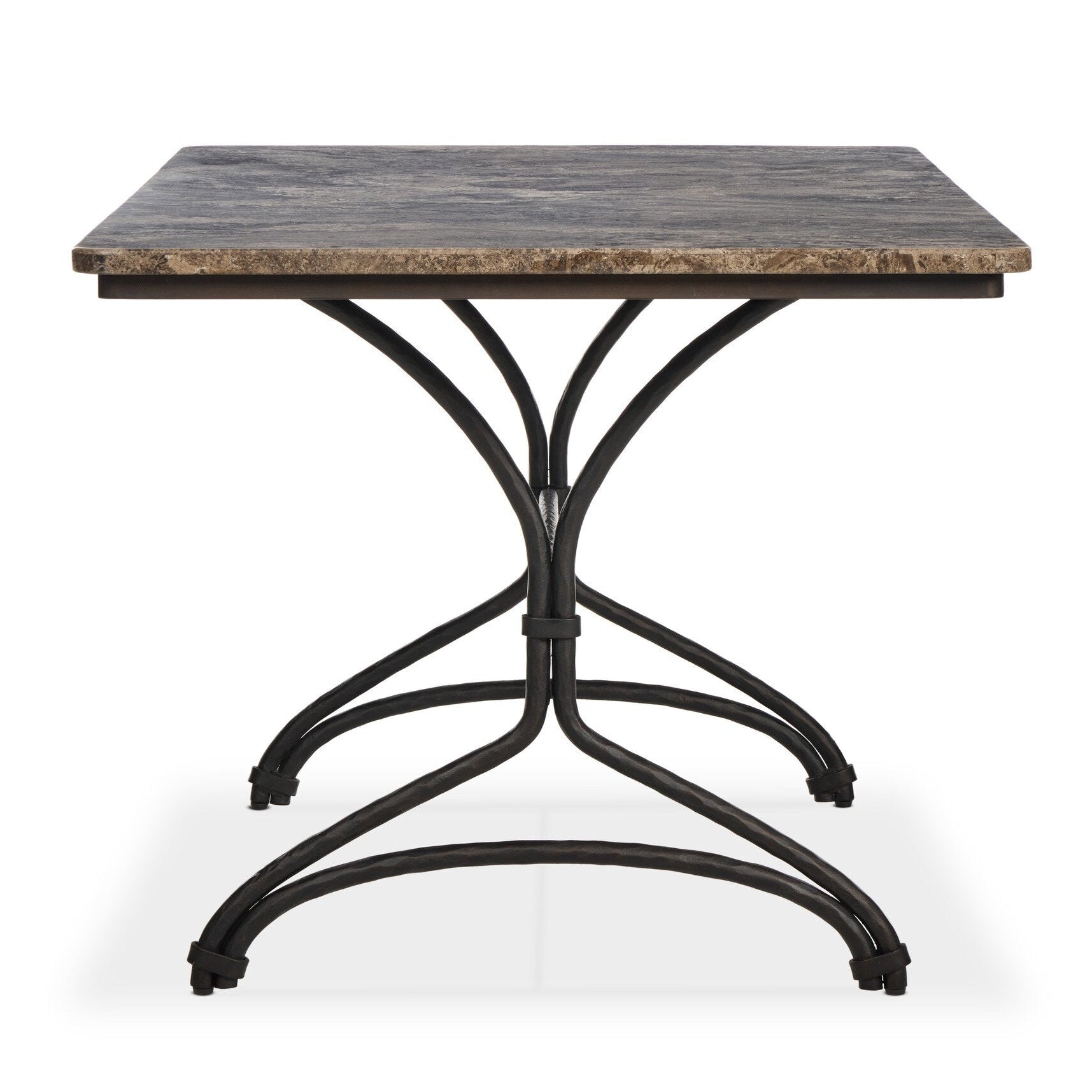 Four Hands Nyssa Warm Grey Marble Dining Table side view