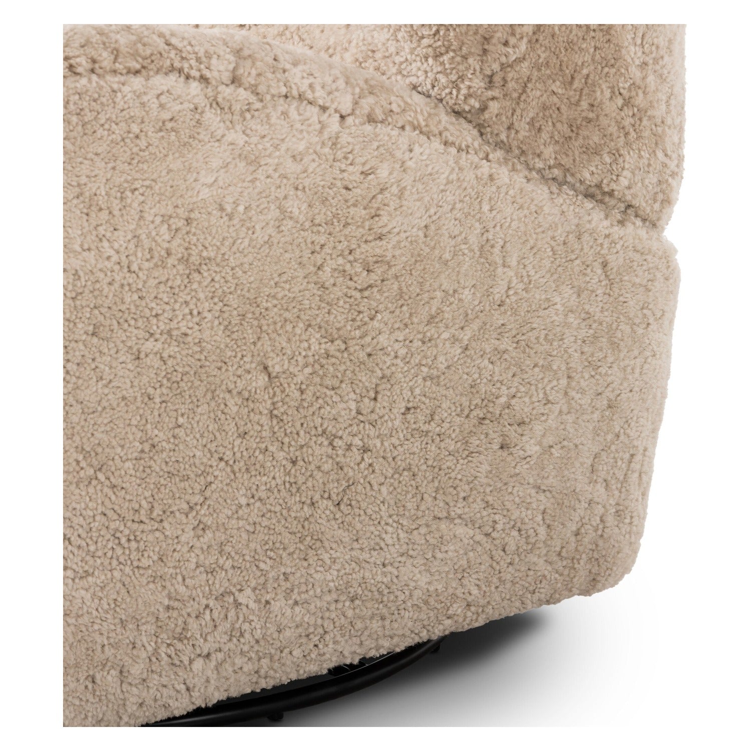 Four Hands Amelie Beige Shearling Swivel Recliner, close-up detail of shearling texture, view 6