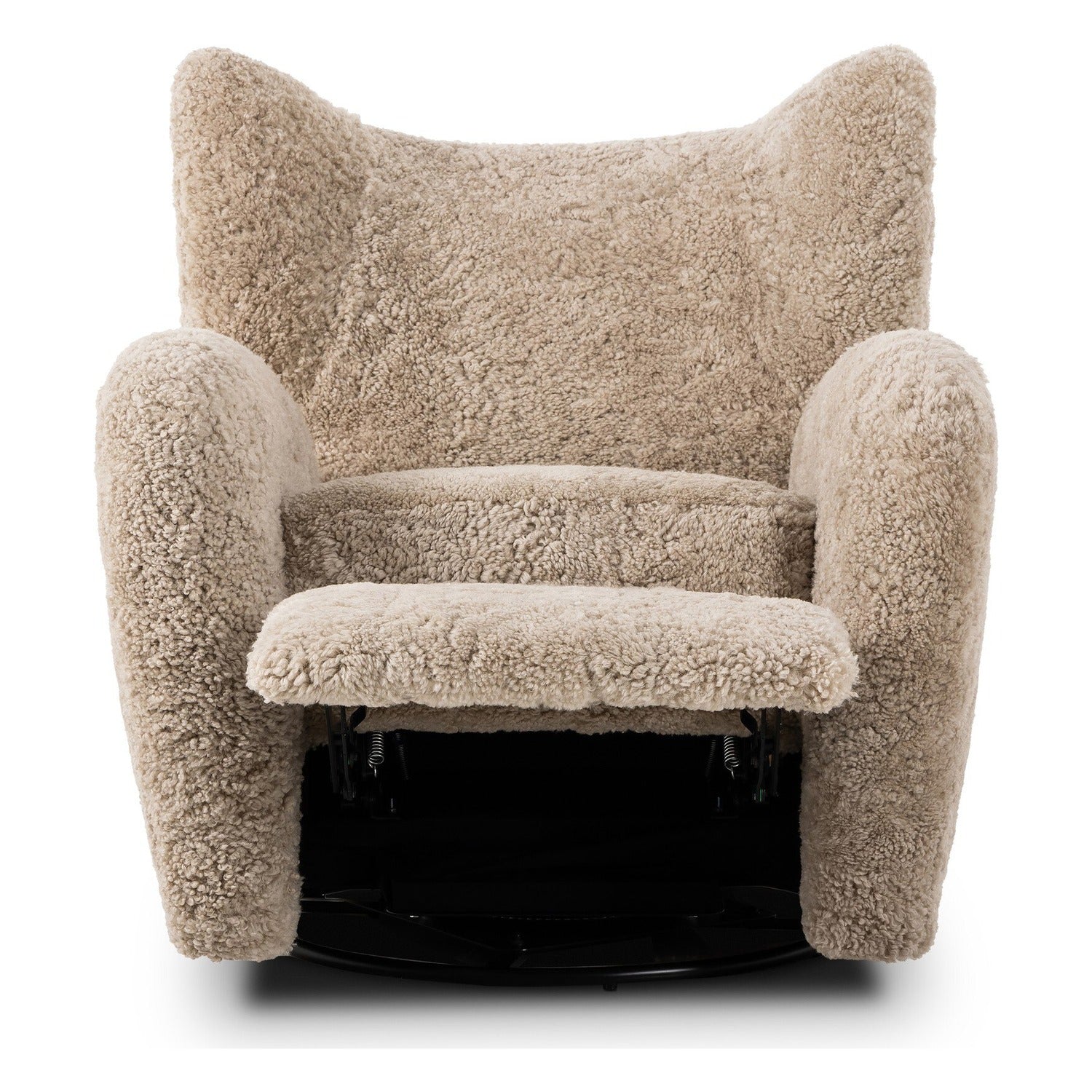 Four Hands Amelie Beige Shearling Swivel Recliner, front view