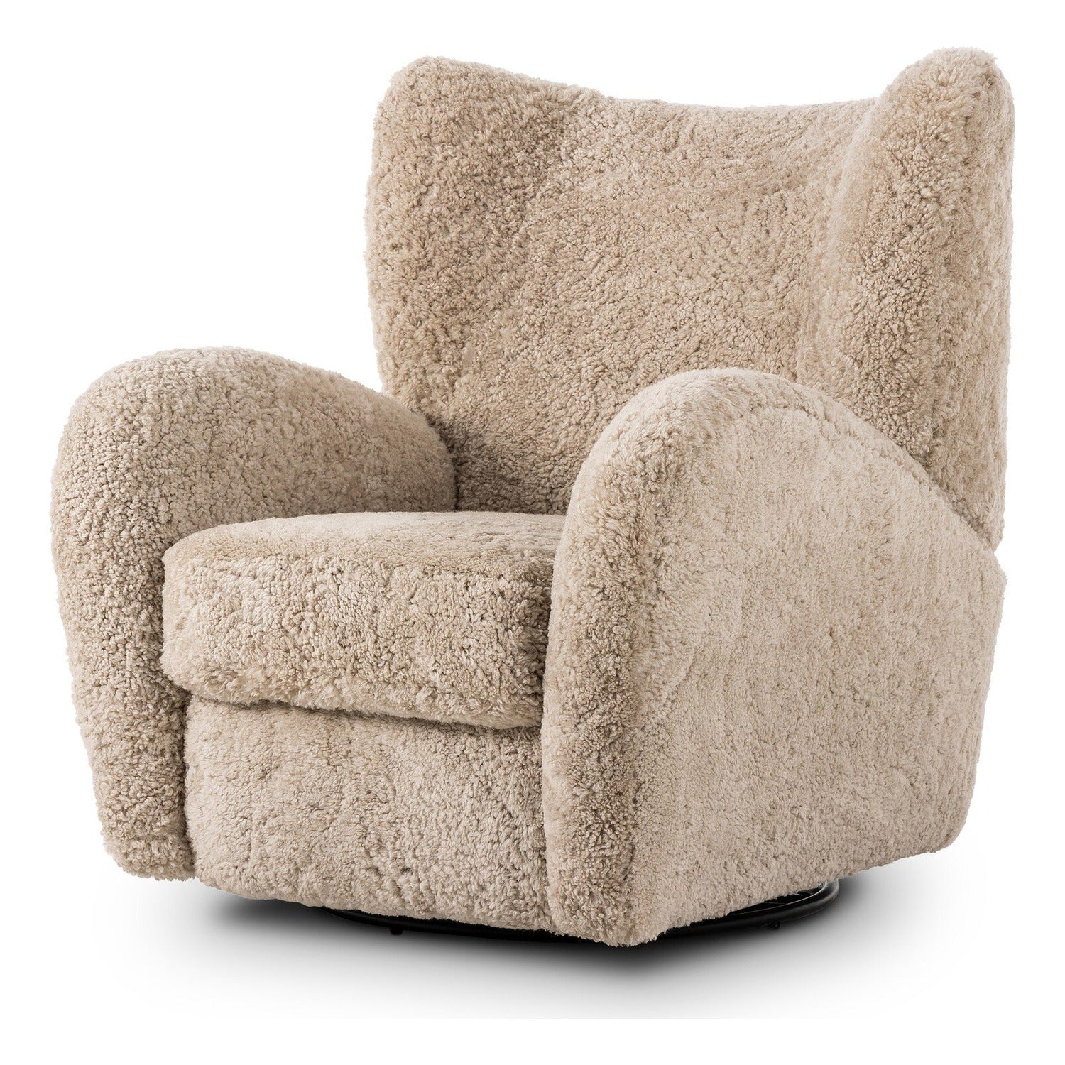 Four Hands Amelie Beige Shearling Swivel Recliner