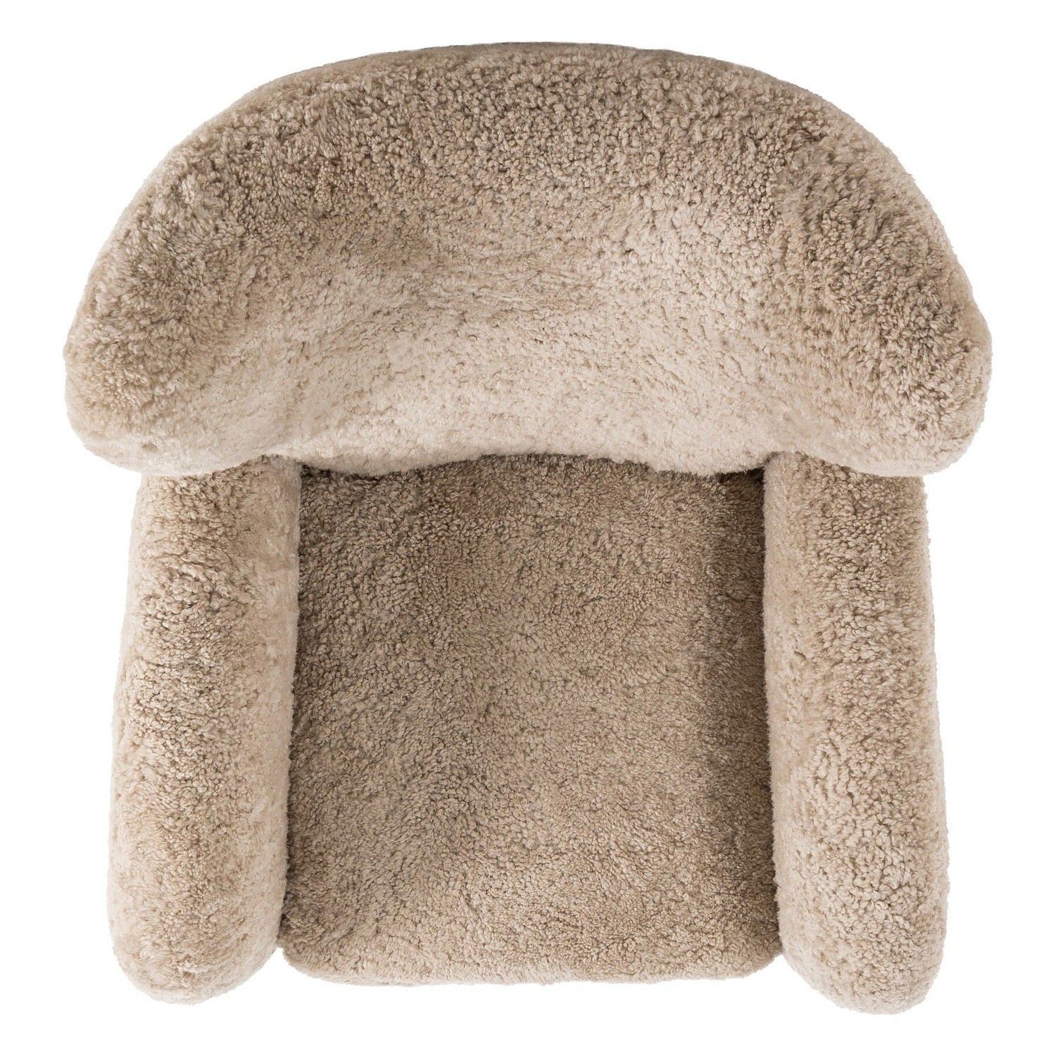 Four Hands Amelie Beige Shearling Swivel Recliner, top view of seat cushion