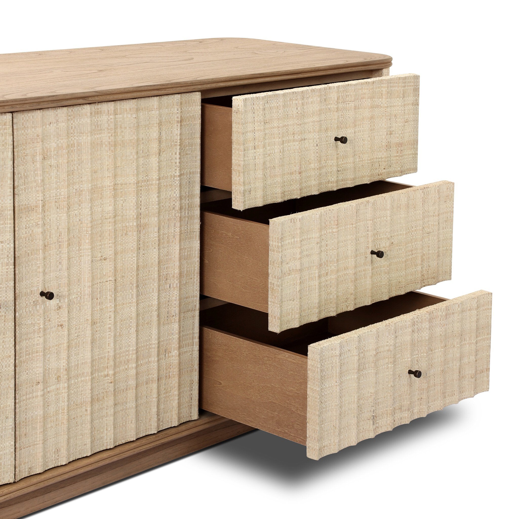 Four Hands Meyer Natural Fleck Raffia Media Console - detail 4