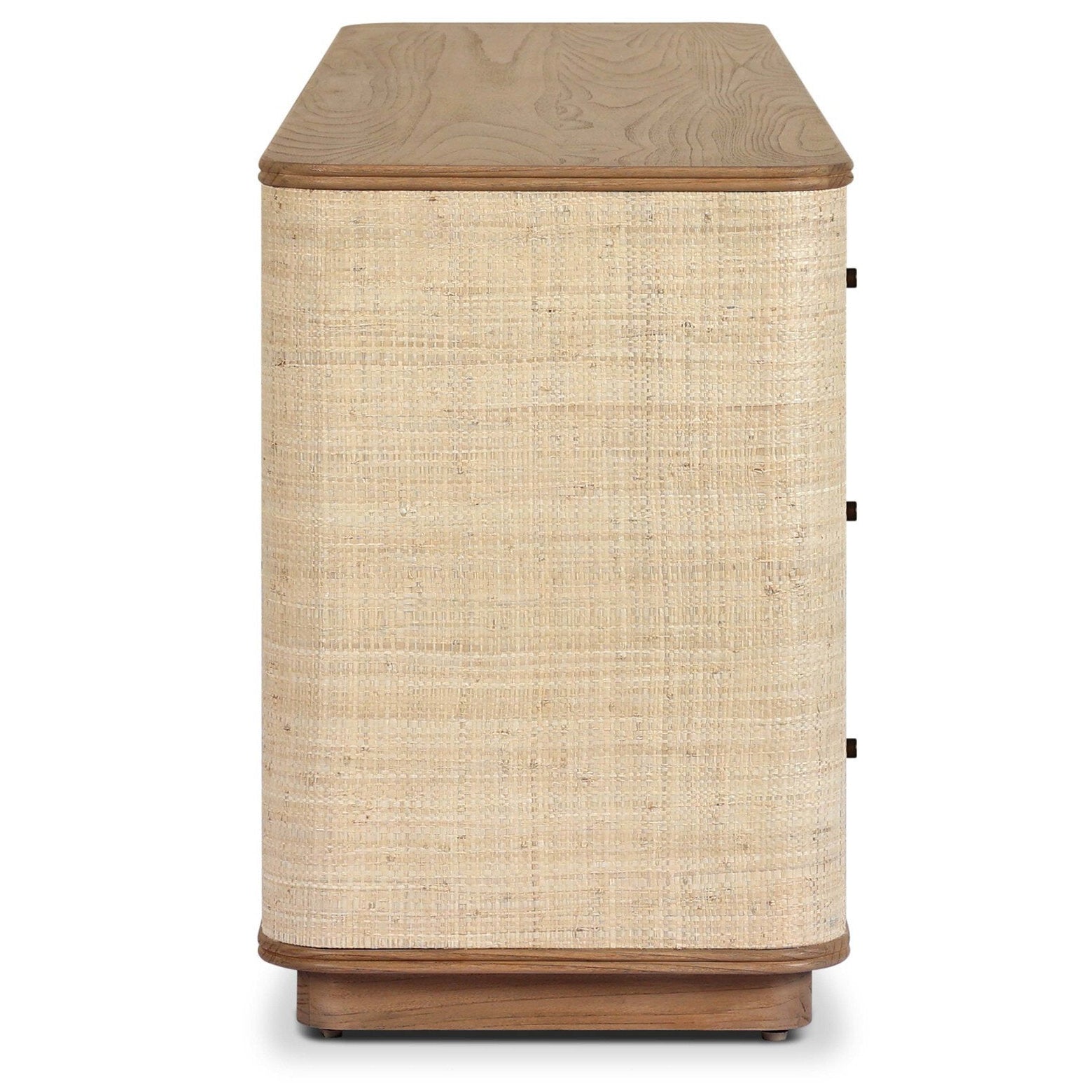 Four Hands Meyer Natural Fleck Raffia Media Console - side view