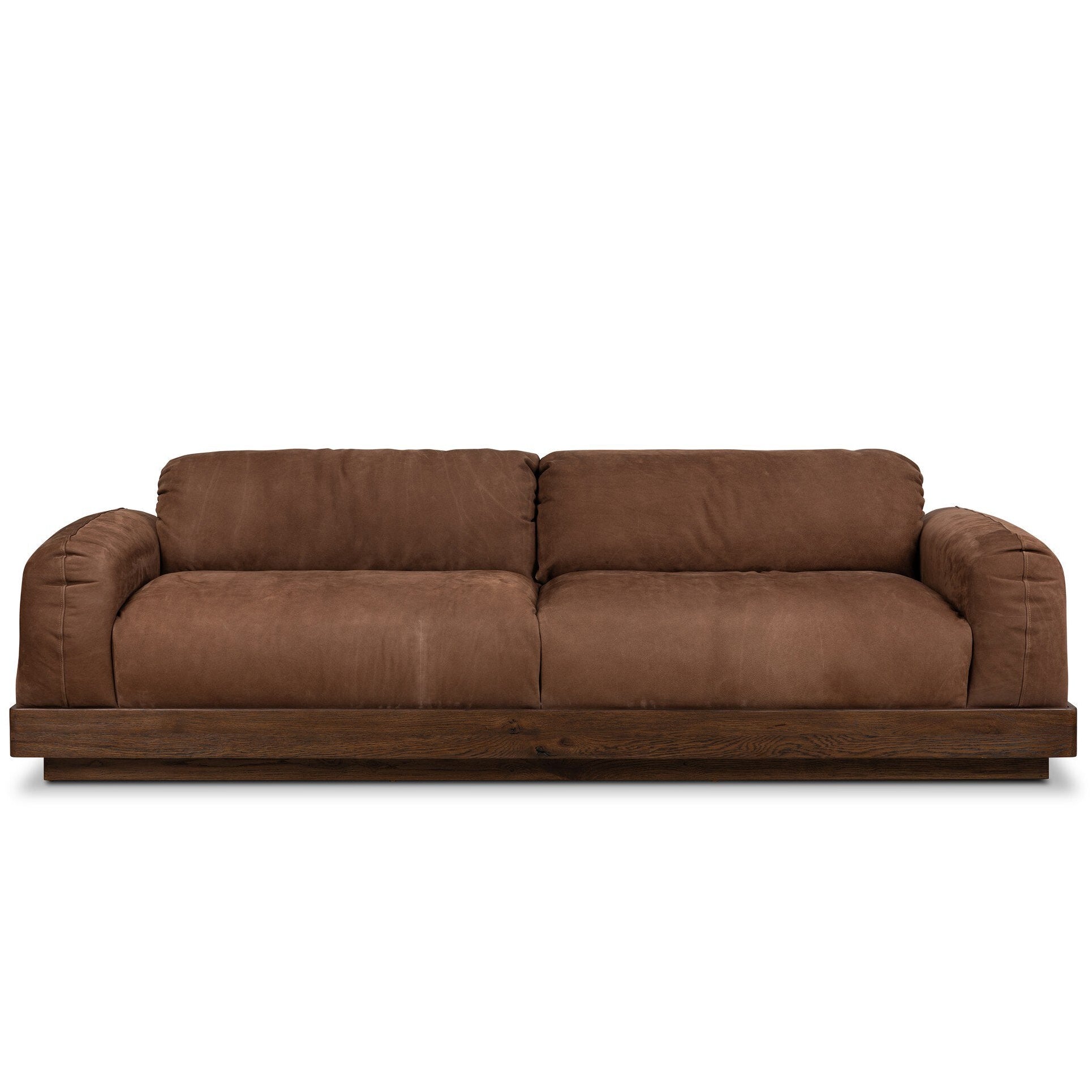 Four Hands Voller Nubuck Tobacco 96in Sofa - front view