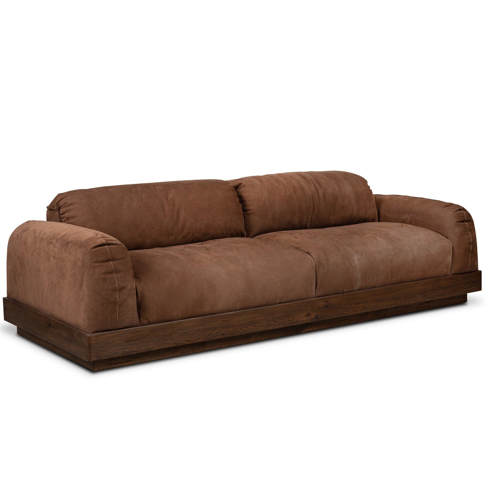 Four Hands Voller Nubuck Tobacco 96in Sofa - styled view