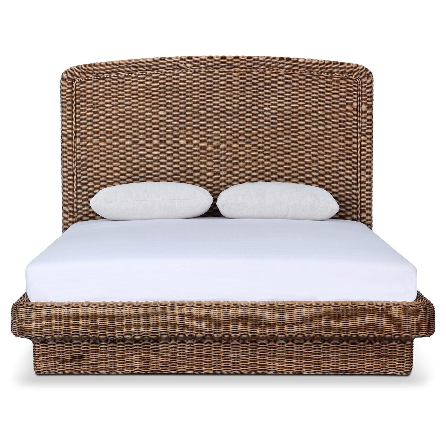 Four Hands Costa Natural Brown Rattan Bed - front view