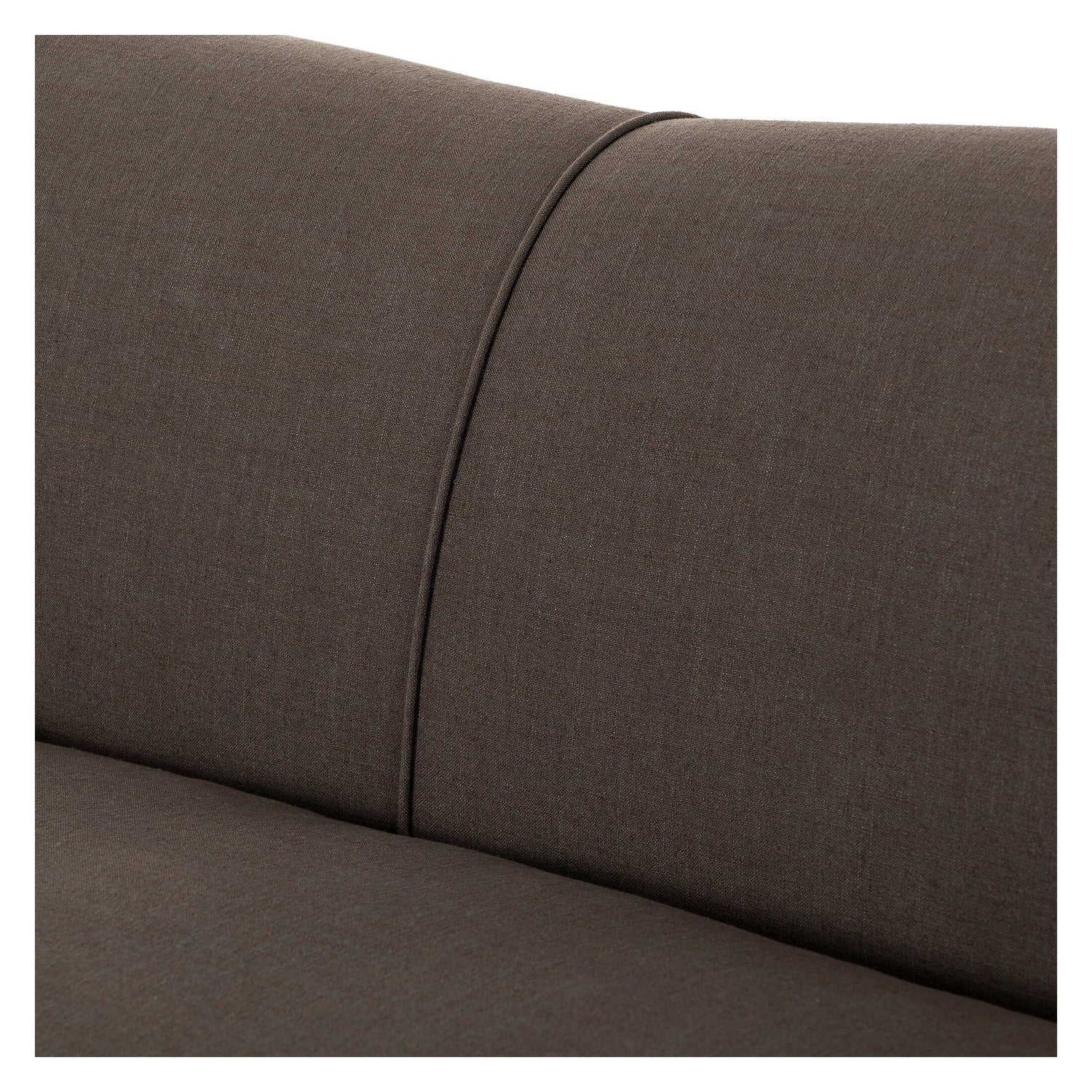 Four Hands Tiani Savoy Coffee Sofa 95in with reverse camelback and pleated arms, close-up detail of pleated arm, view 2