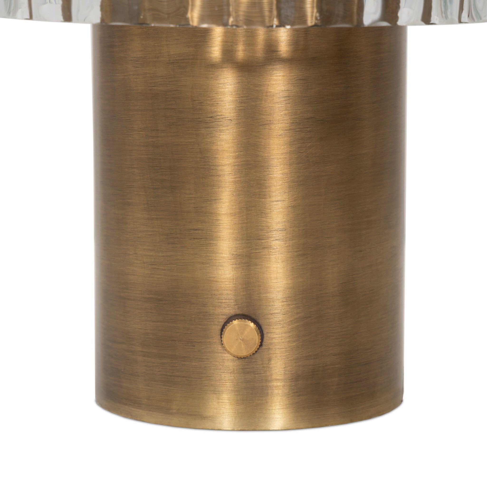 Four Hands Nomi Aged Antique Brass Iron Cordless Table Lamp finish close-up