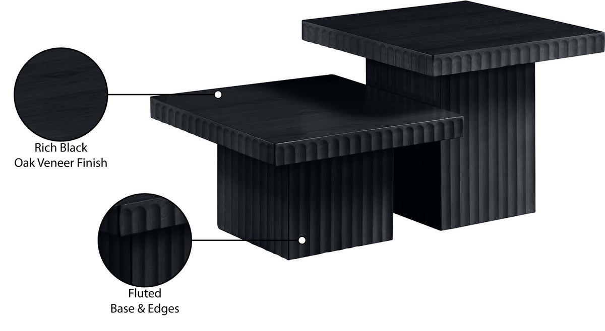 Spencer Black Solid Wood And Oak Veneer 2 Piece Coffee Table