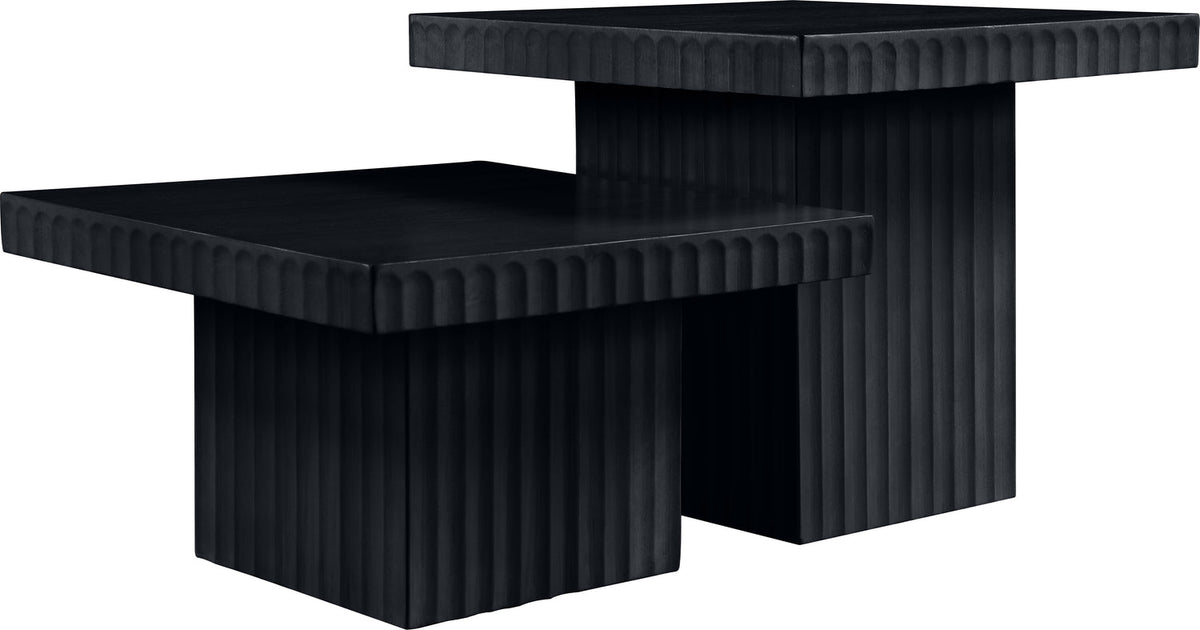 Spencer Black Solid Wood And Oak Veneer 2 Piece Coffee Table