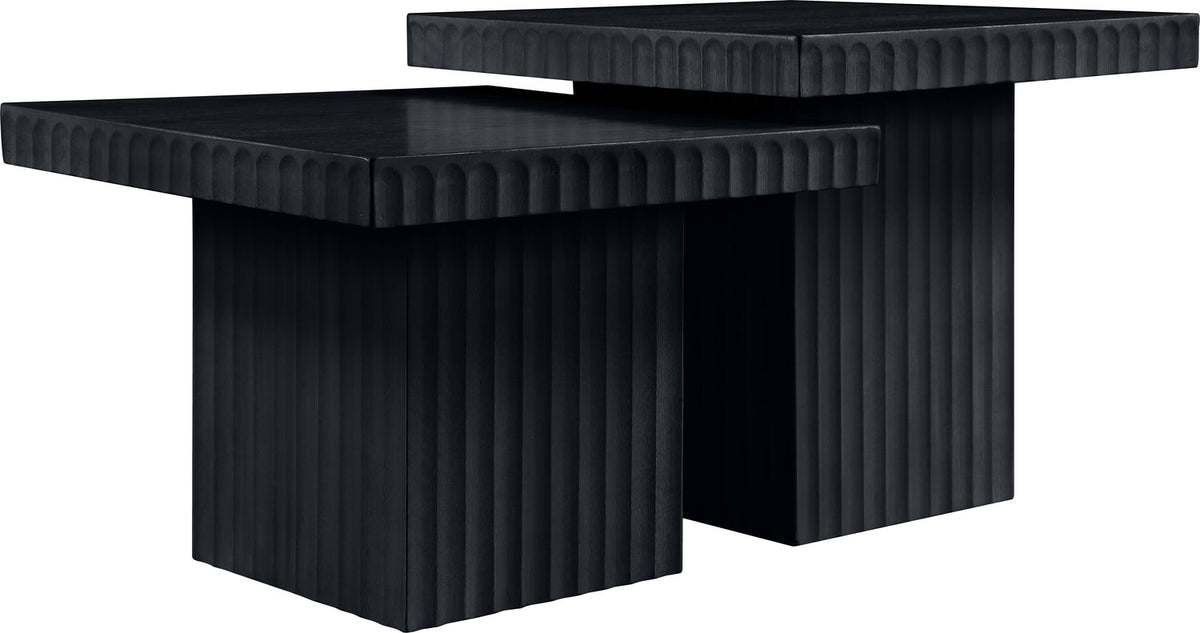Spencer Black Solid Wood And Oak Veneer 2 Piece Coffee Table