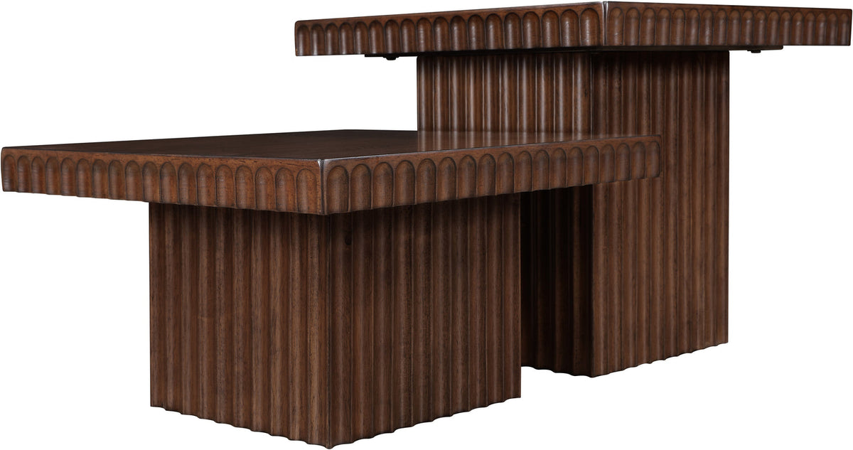 Spencer Brown Solid Wood And Oak Veneer 2 Piece Coffee Table