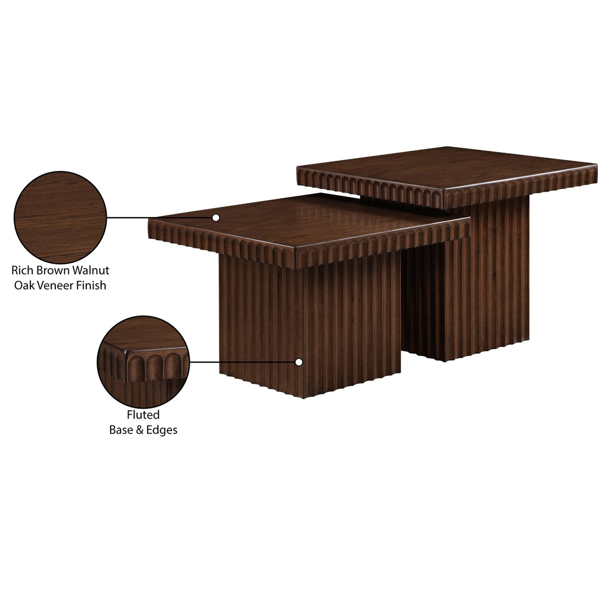 Spencer Brown Solid Wood And Oak Veneer 2 Piece Coffee Table