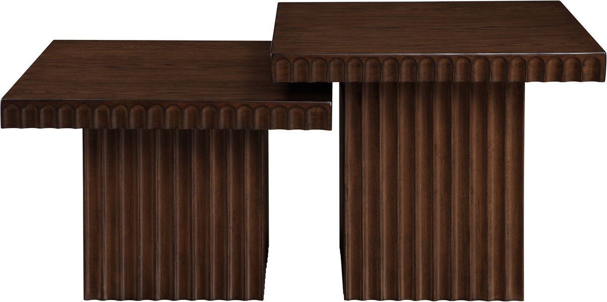 Spencer Brown Solid Wood And Oak Veneer 2 Piece Coffee Table