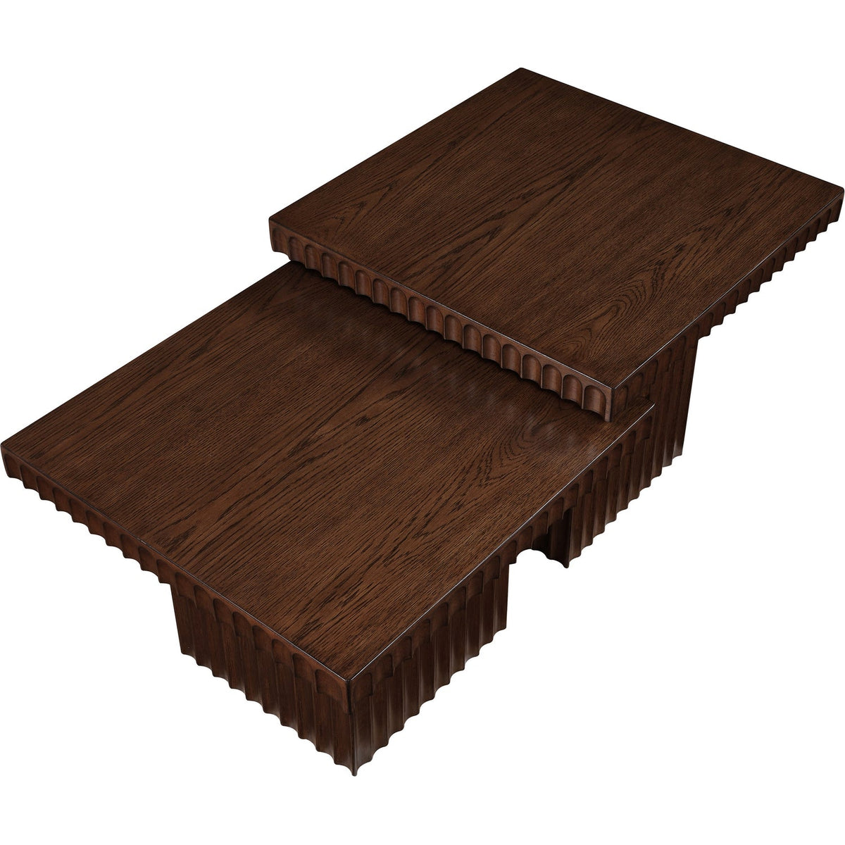 Spencer Brown Solid Wood And Oak Veneer 2 Piece Coffee Table