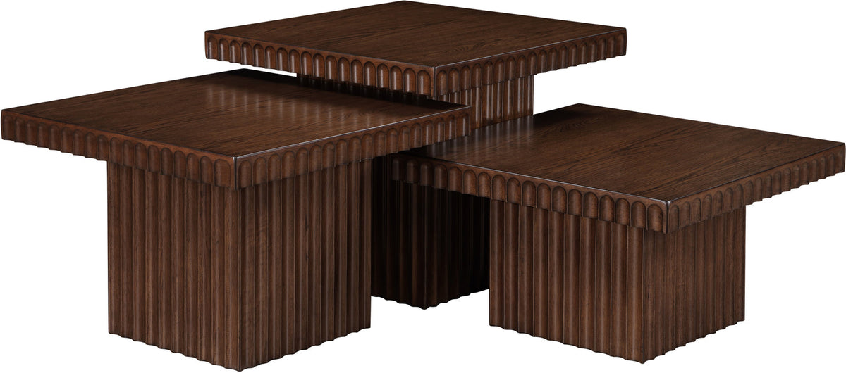 Spencer Brown Solid Wood And Oak Veneer 3 Piece Coffee Table