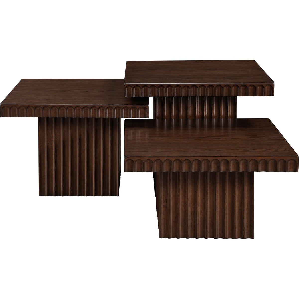 Spencer Brown Solid Wood And Oak Veneer 3 Piece Coffee Table