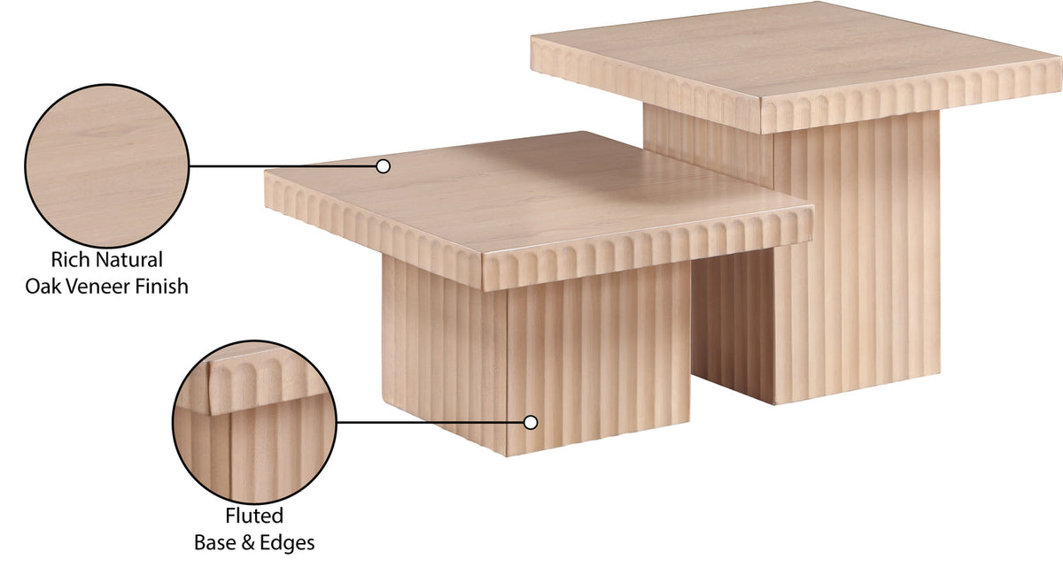 Spencer Natural Solid Wood And Oak Veneer 2 Piece Coffee Table