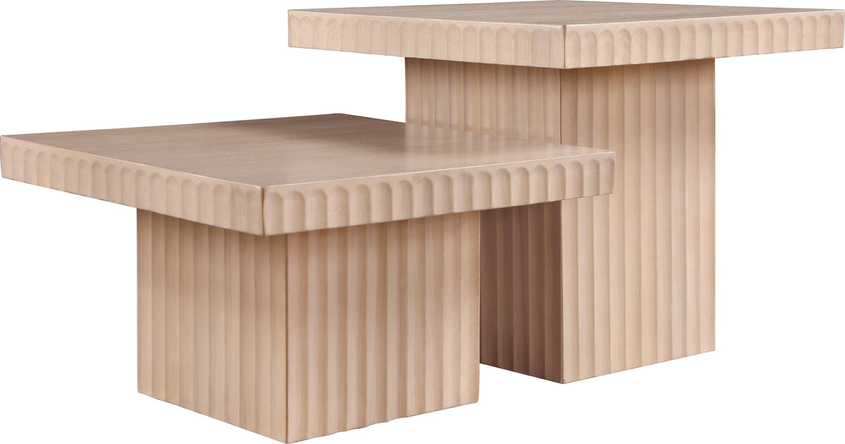 Spencer Natural Solid Wood And Oak Veneer 2 Piece Coffee Table