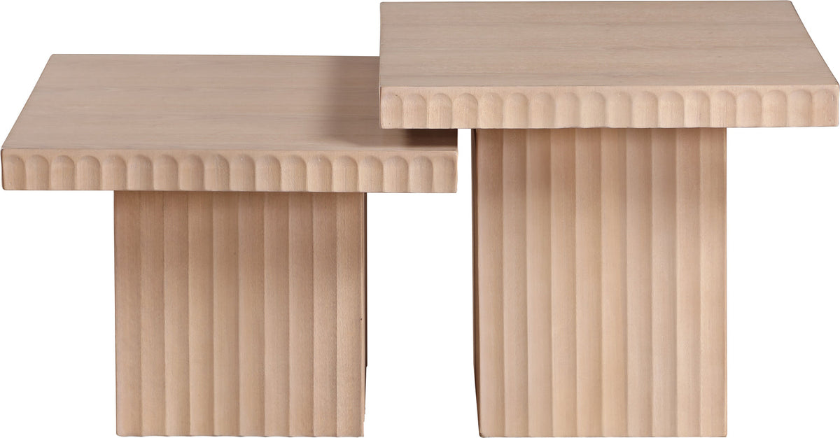 Spencer Natural Solid Wood And Oak Veneer 2 Piece Coffee Table