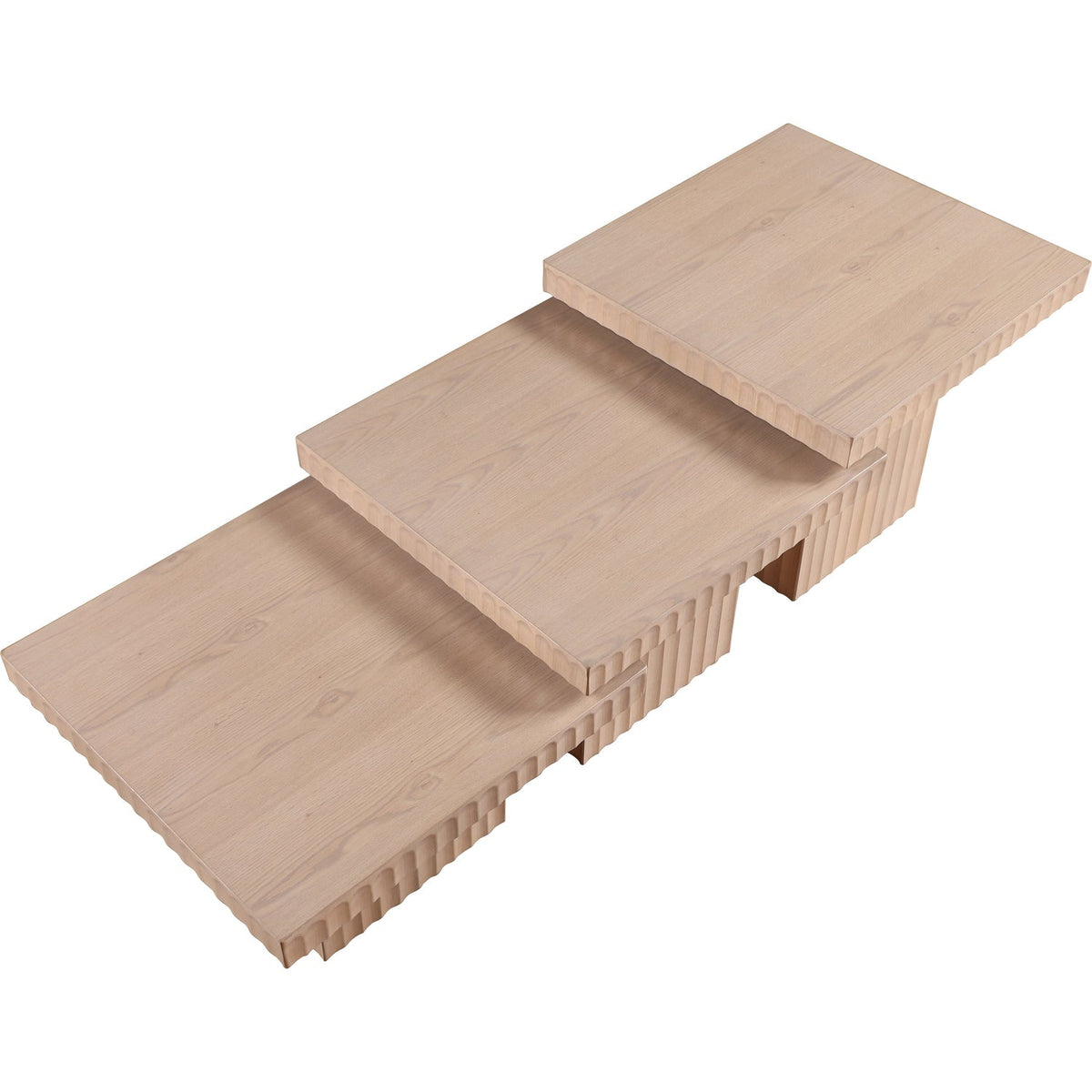 Spencer Natural Solid Wood And Oak Veneer 3 Piece Coffee Table