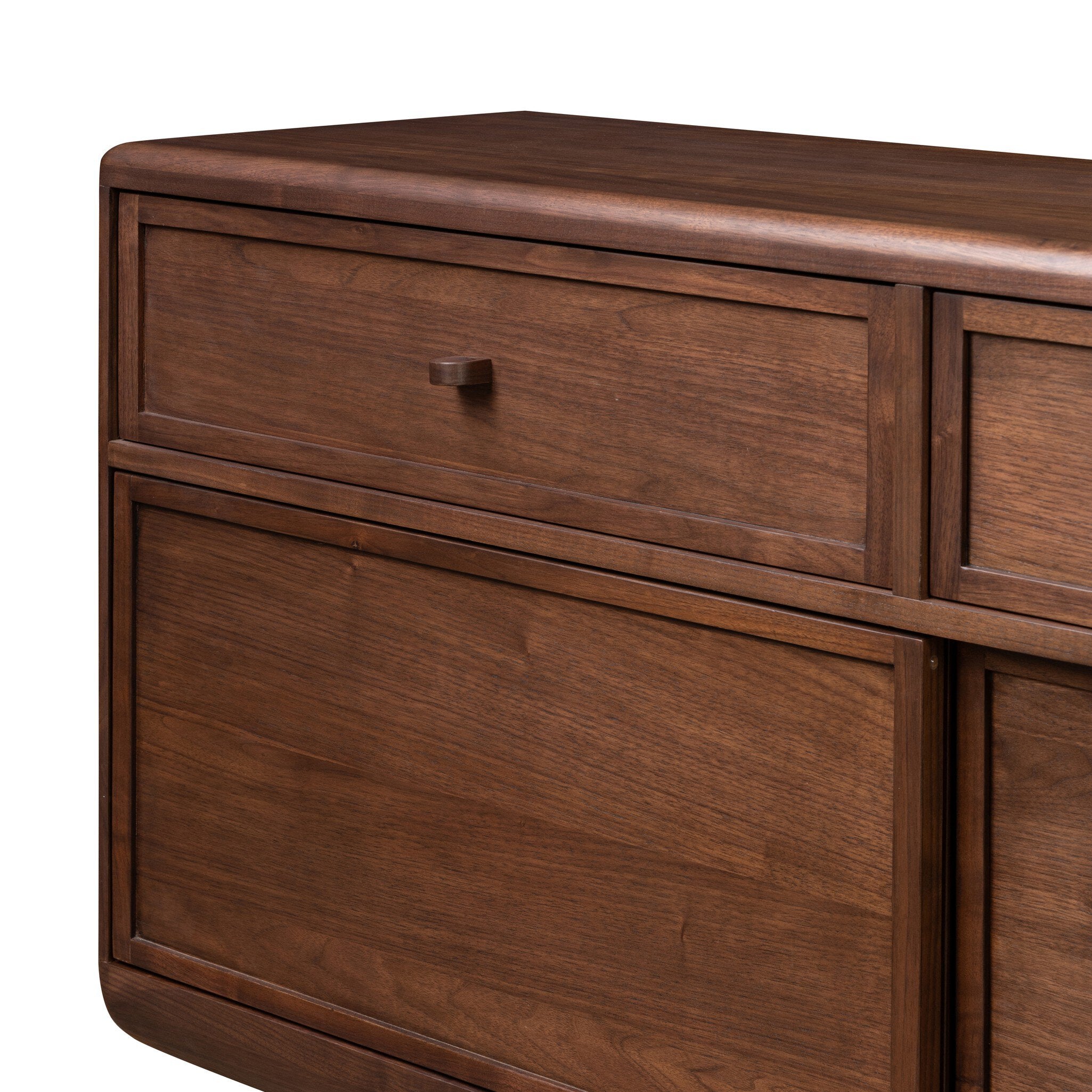 Four Hands Vincent Dark Brown Walnut Media Console w/Record Storage material close-up