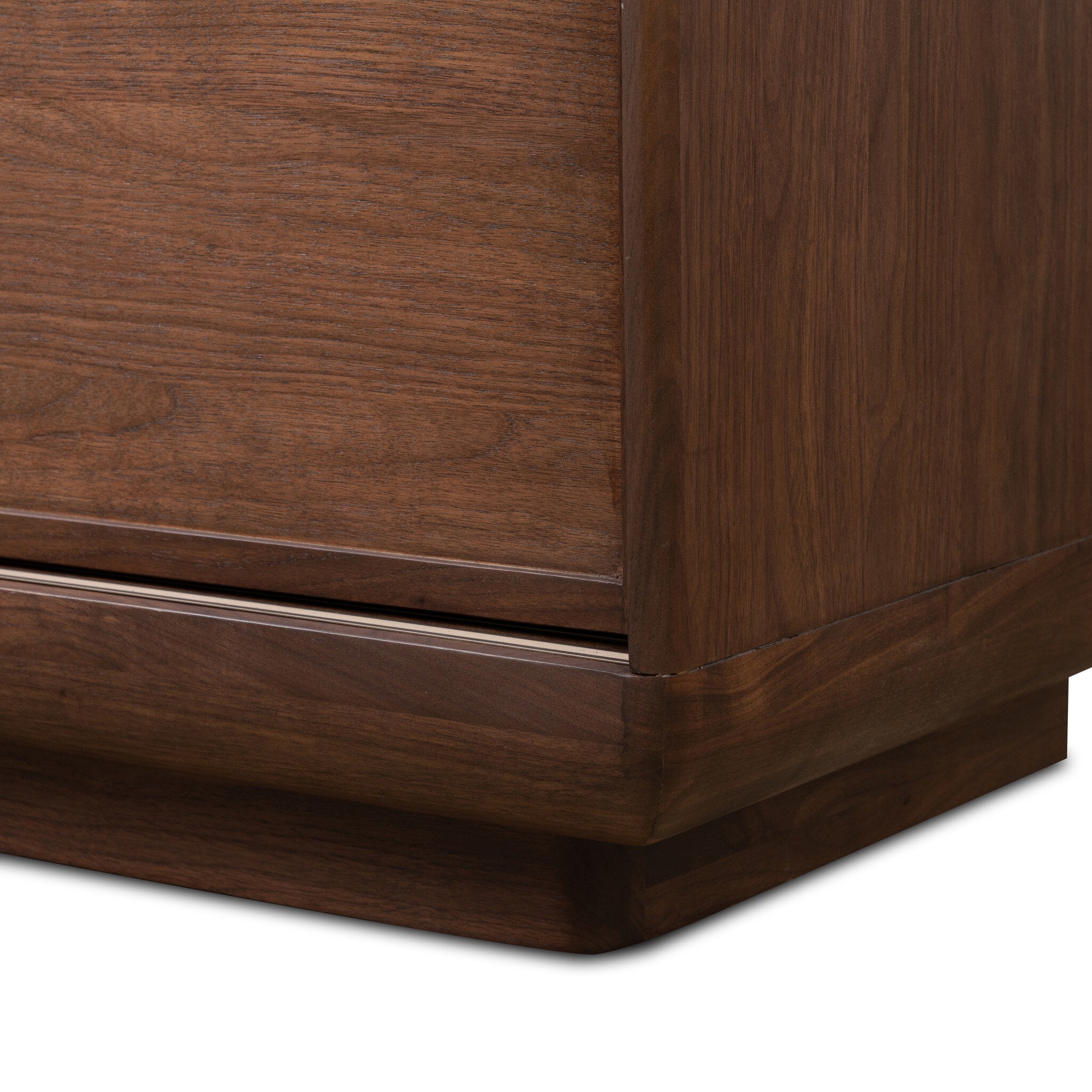 Four Hands Vincent Dark Brown Walnut Media Console w/Record Storage craftsmanship close-up