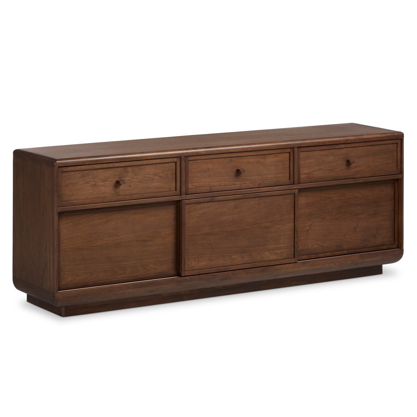 Four Hands Vincent Dark Brown Walnut Media Console w/Record Storage in Dark Brown Walnut Veneer