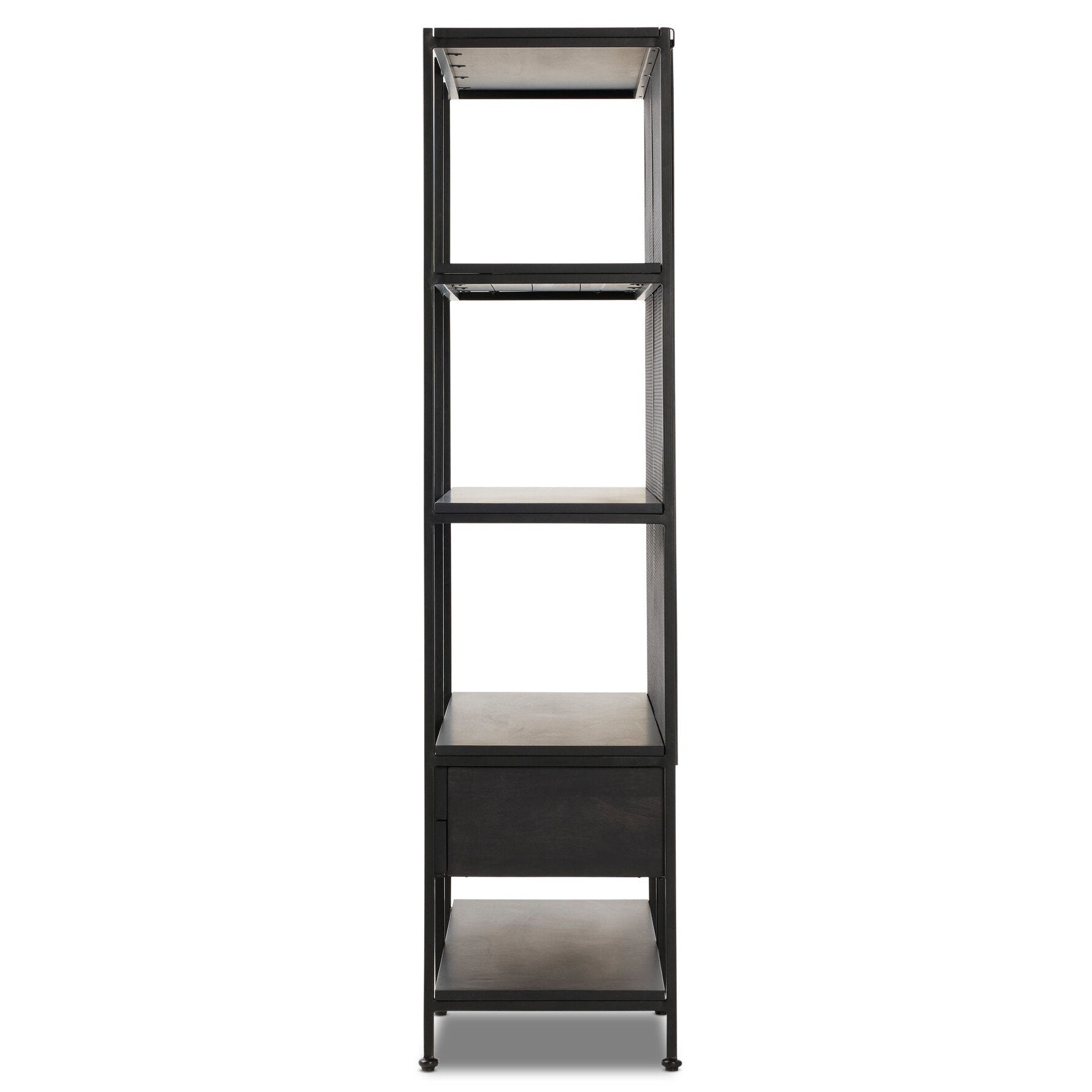 Four Hands Igor Satin Black Bookcase side view