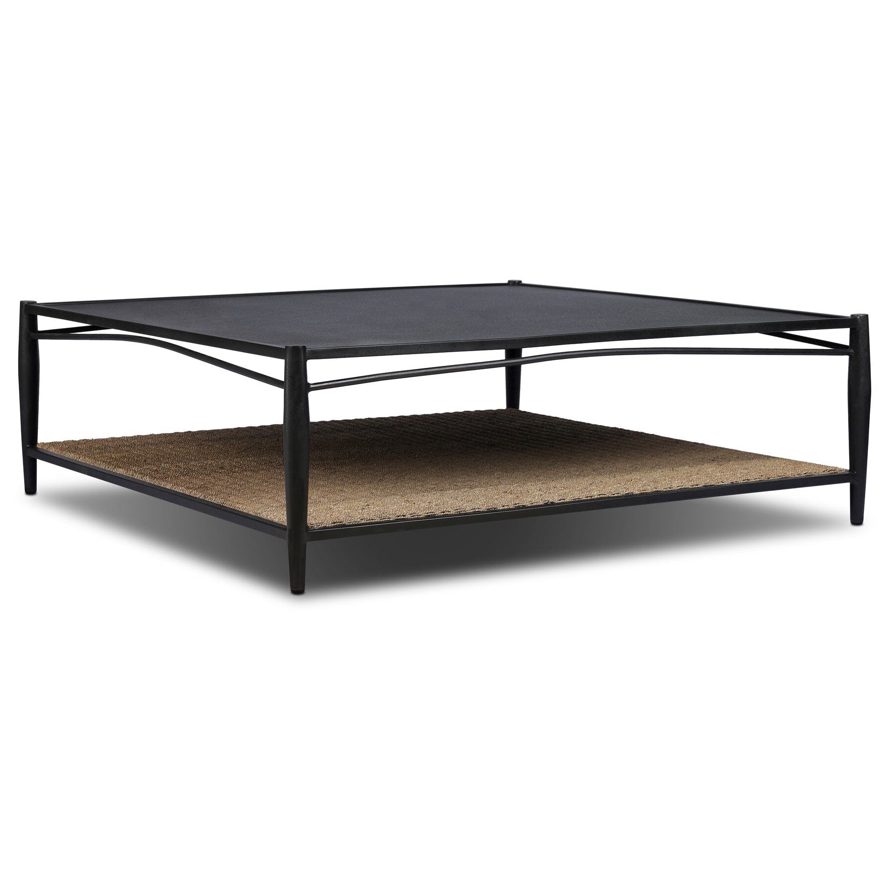 Four Hands Thalen Rough Iron Coffee Table styled view