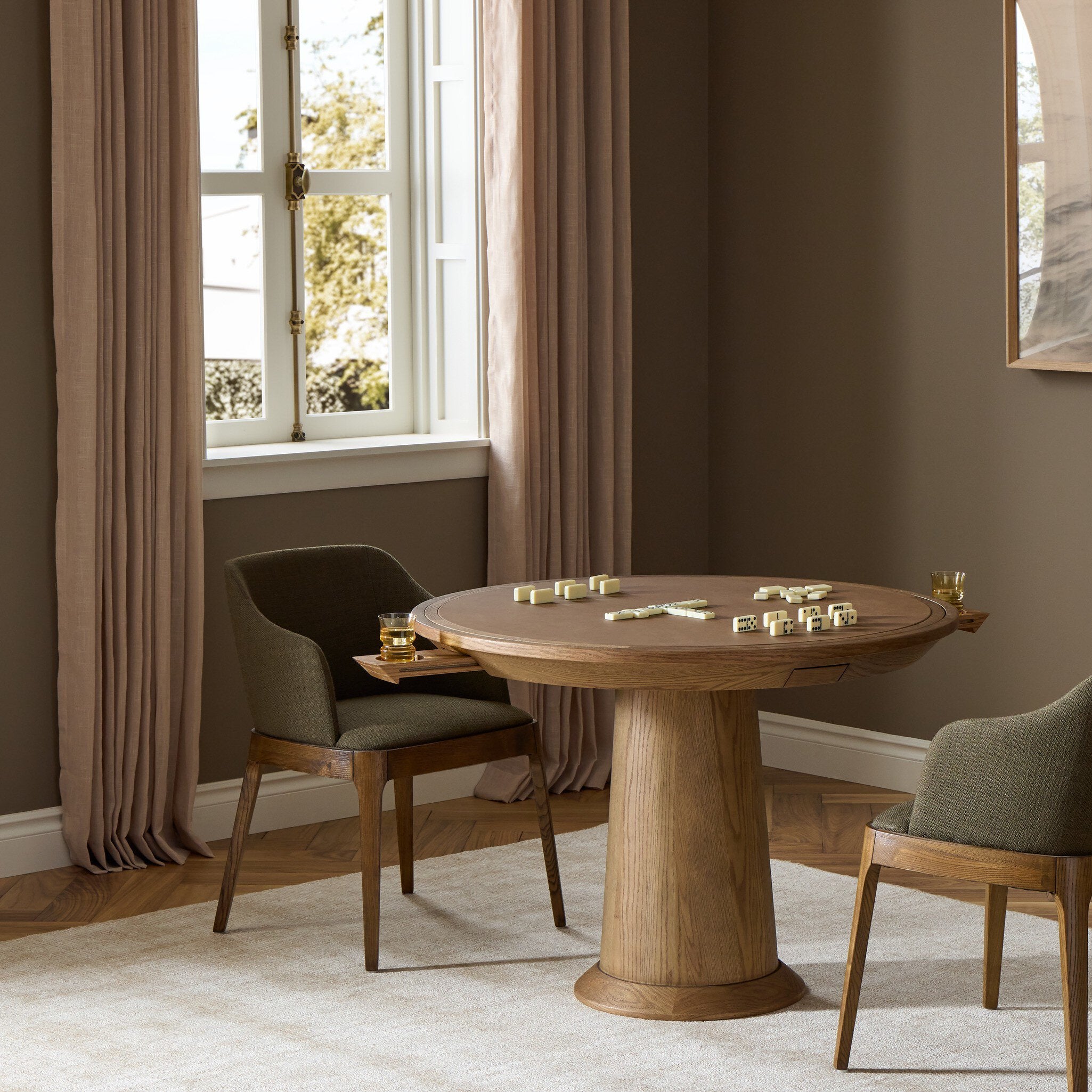 Four Hands Victor Maestro Cigar Game Table styled room setting