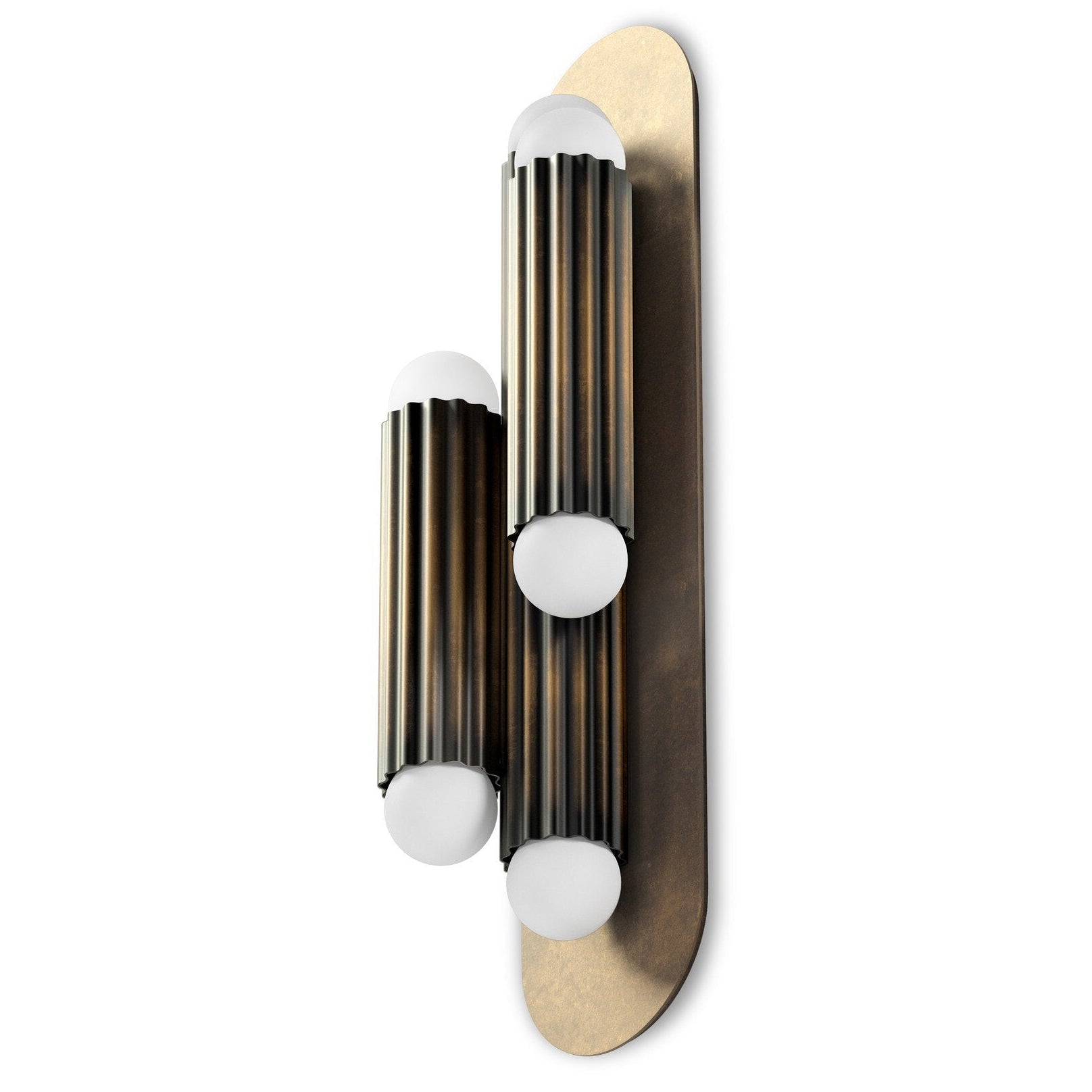Four Hands Vesta Heritage Bronze Brass Triple Wall Sconce close-up detail