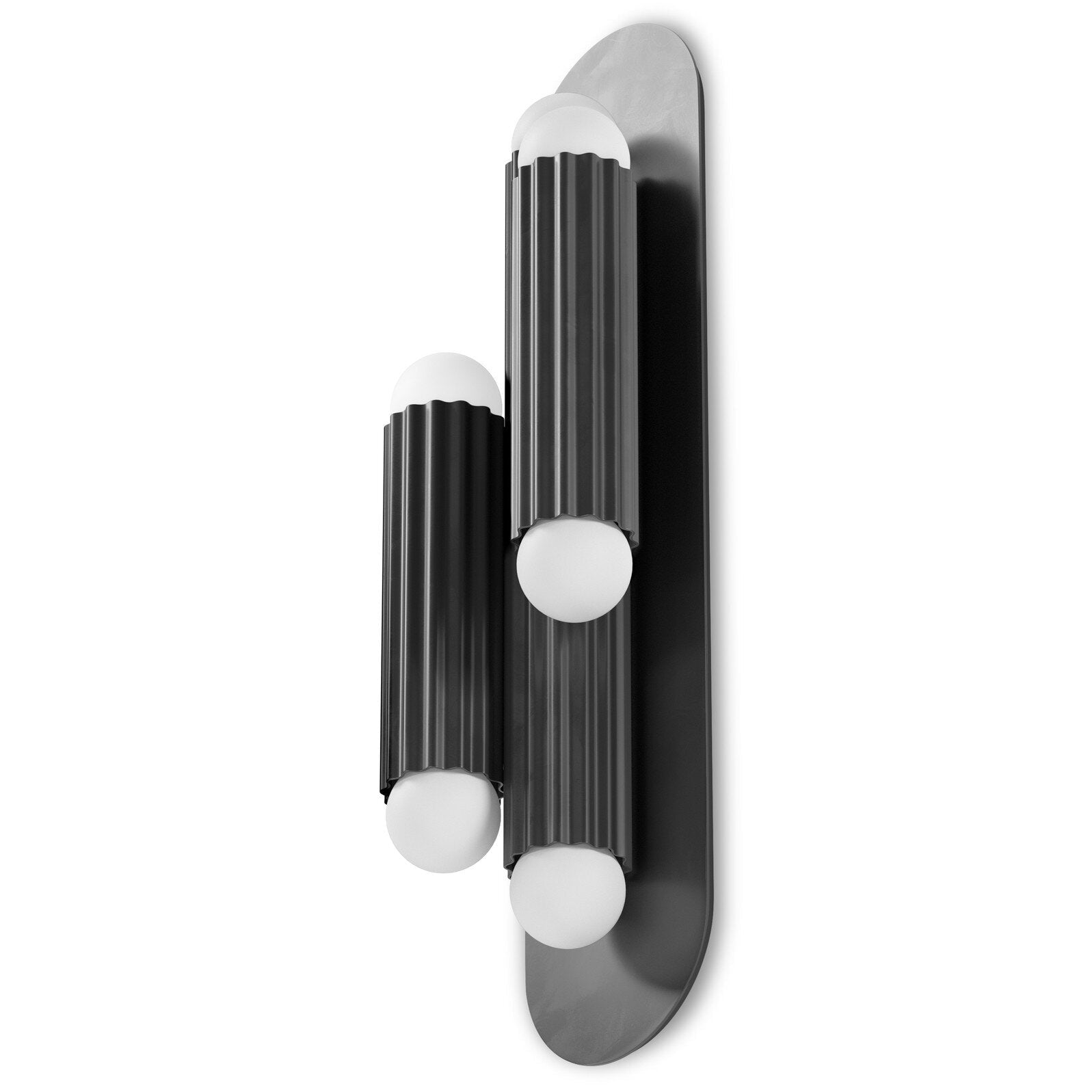Four Hands Vesta Black Gunmetal Triple Wall Sconce close-up detail