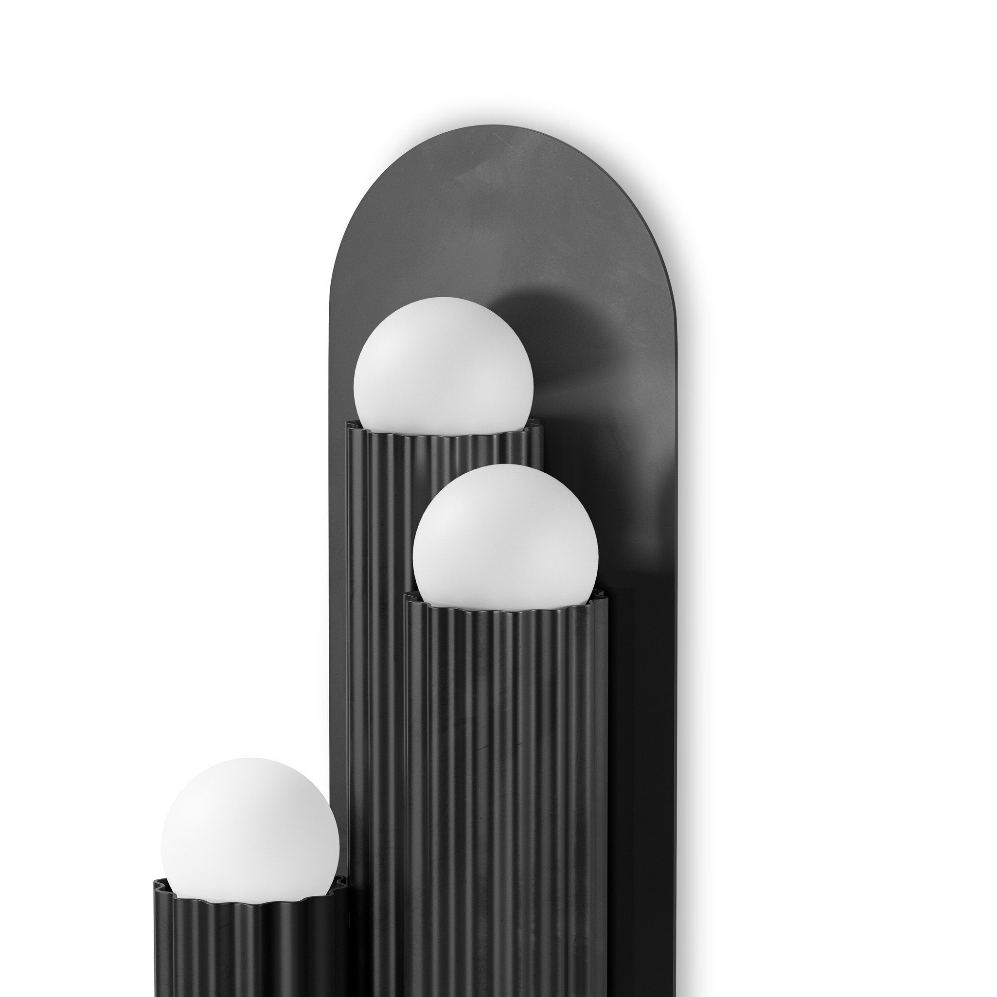 Four Hands Vesta Black Gunmetal Triple Wall Sconce detail view