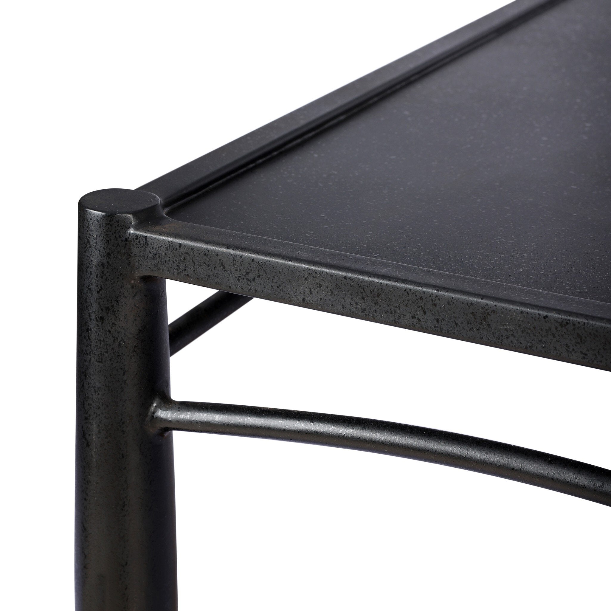 Four Hands Thalen Rough Iron Console Table craftsmanship detail