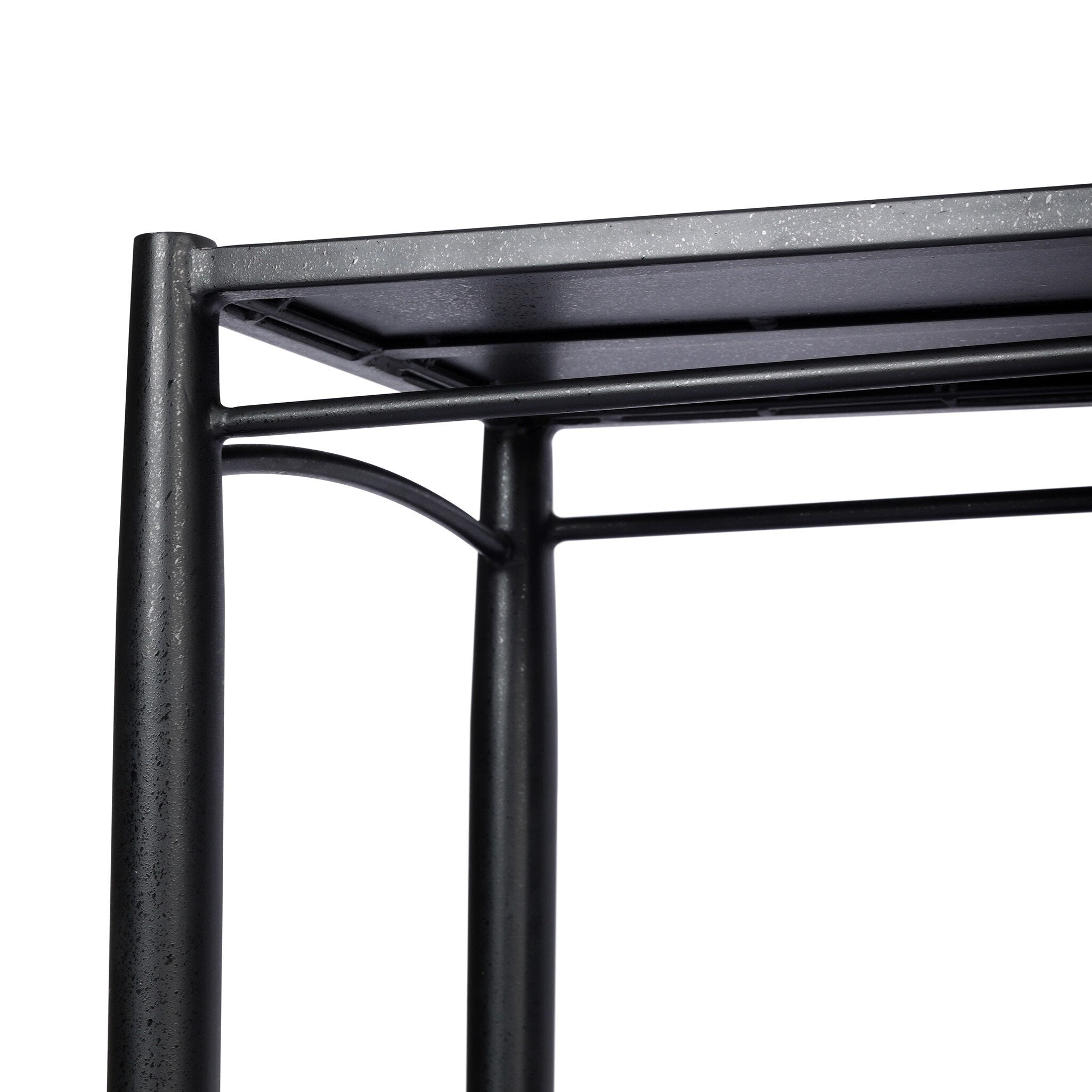 Four Hands Thalen Rough Iron Console Table finish close-up