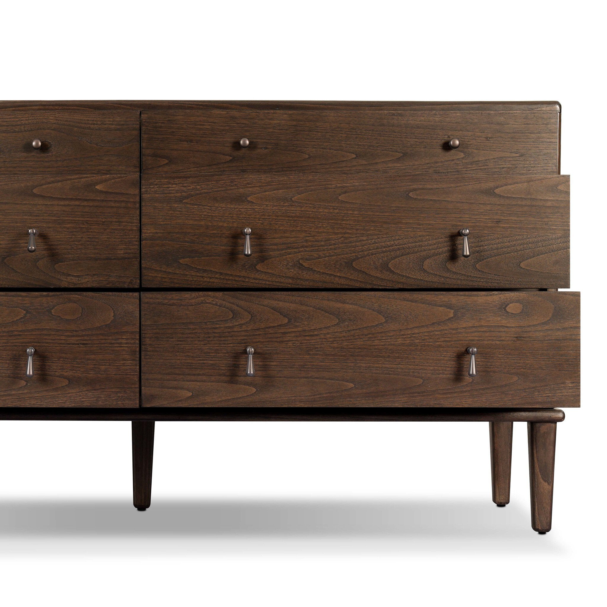 Four Hands Zaria Dark Brown Sungkai 6 Drawer Dresser material and finish detail