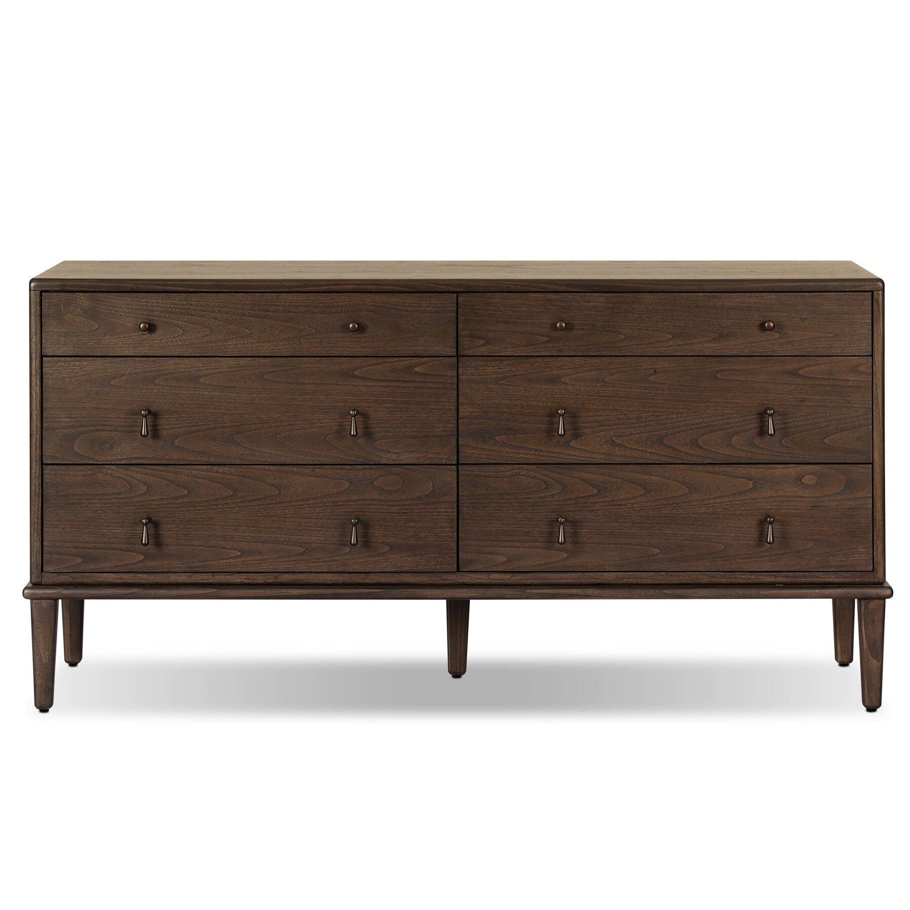 Four Hands Zaria Dark Brown Sungkai 6 Drawer Dresser front view