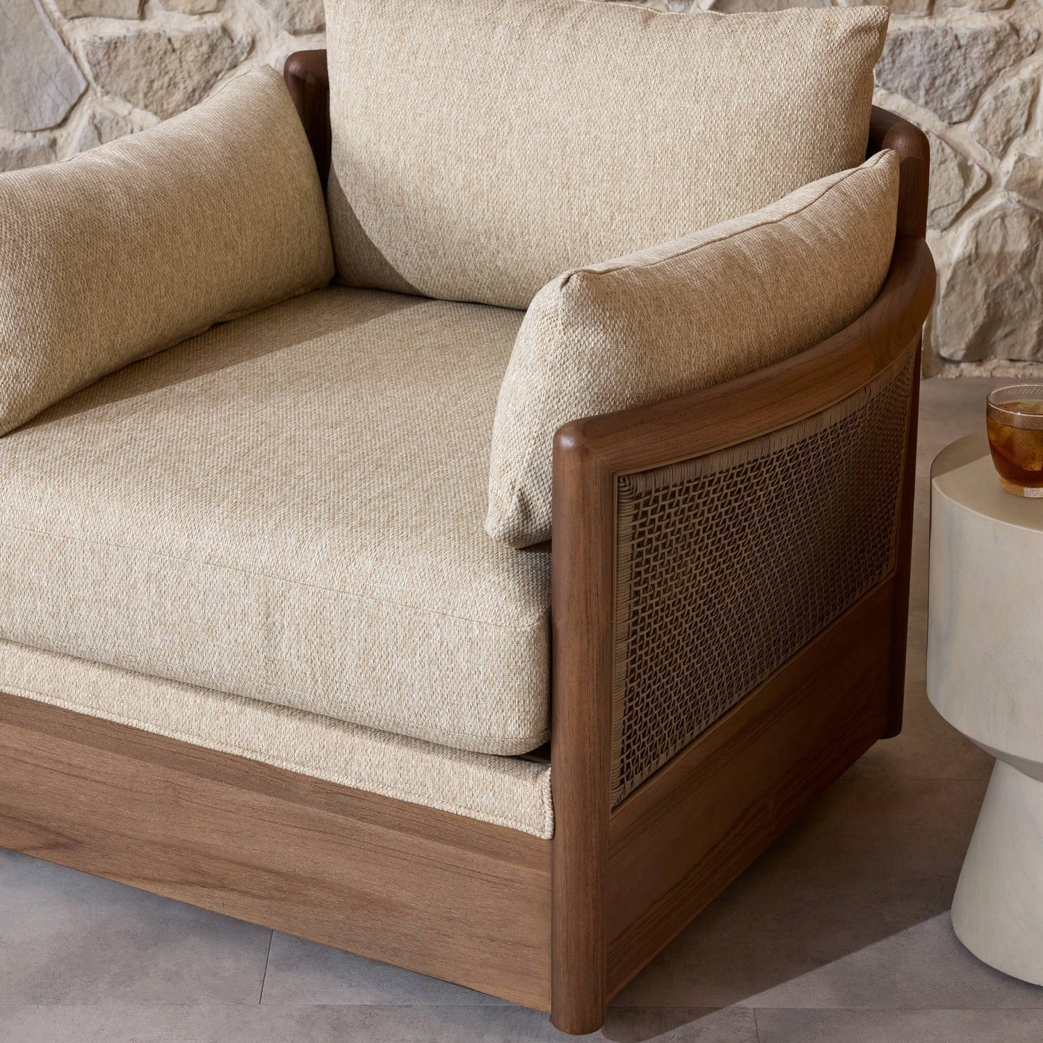 Four Hands Barbosa Concha Beige Outdoor Swivel Chair