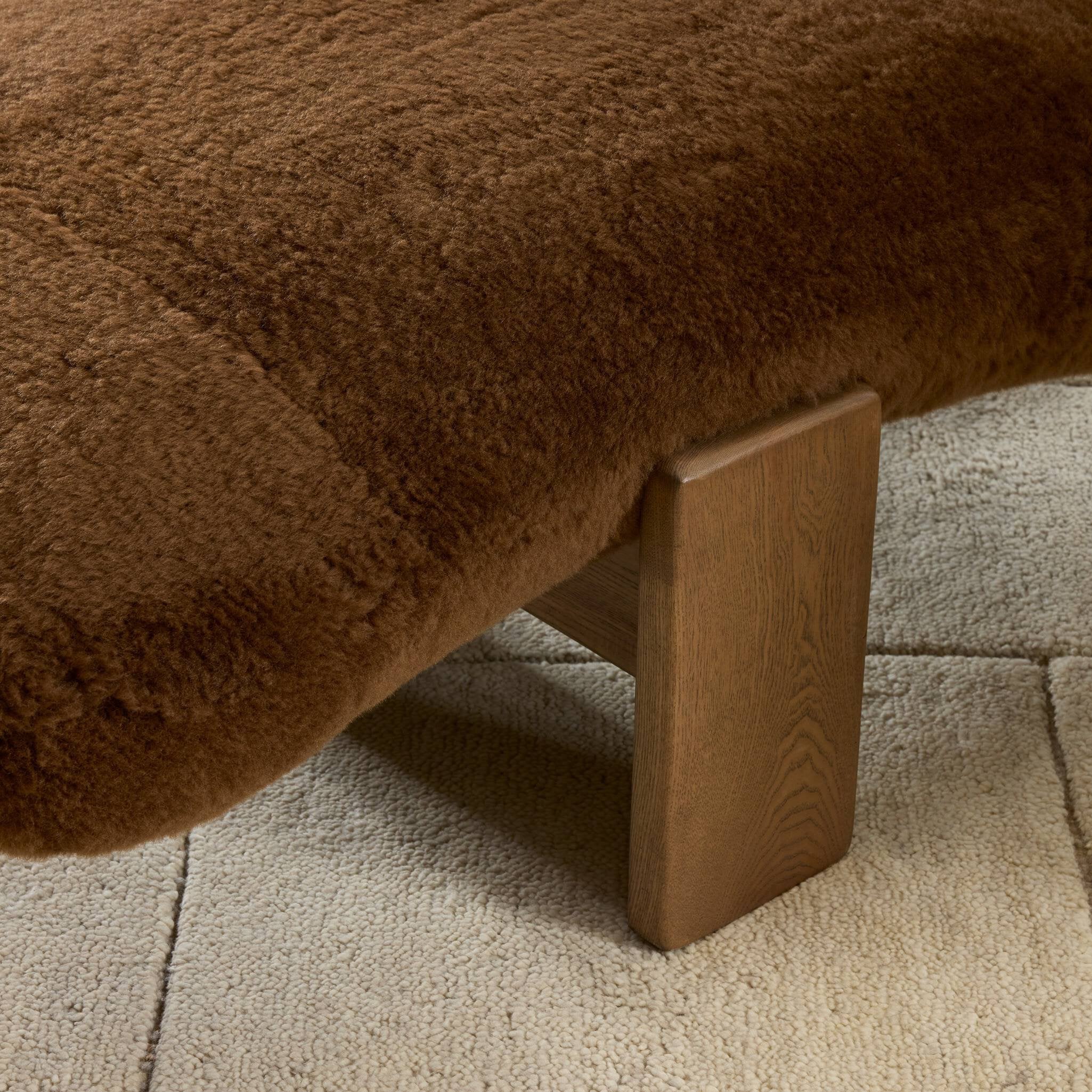 Four Hands Rivas Ochre Shearling Chaise — texture detail