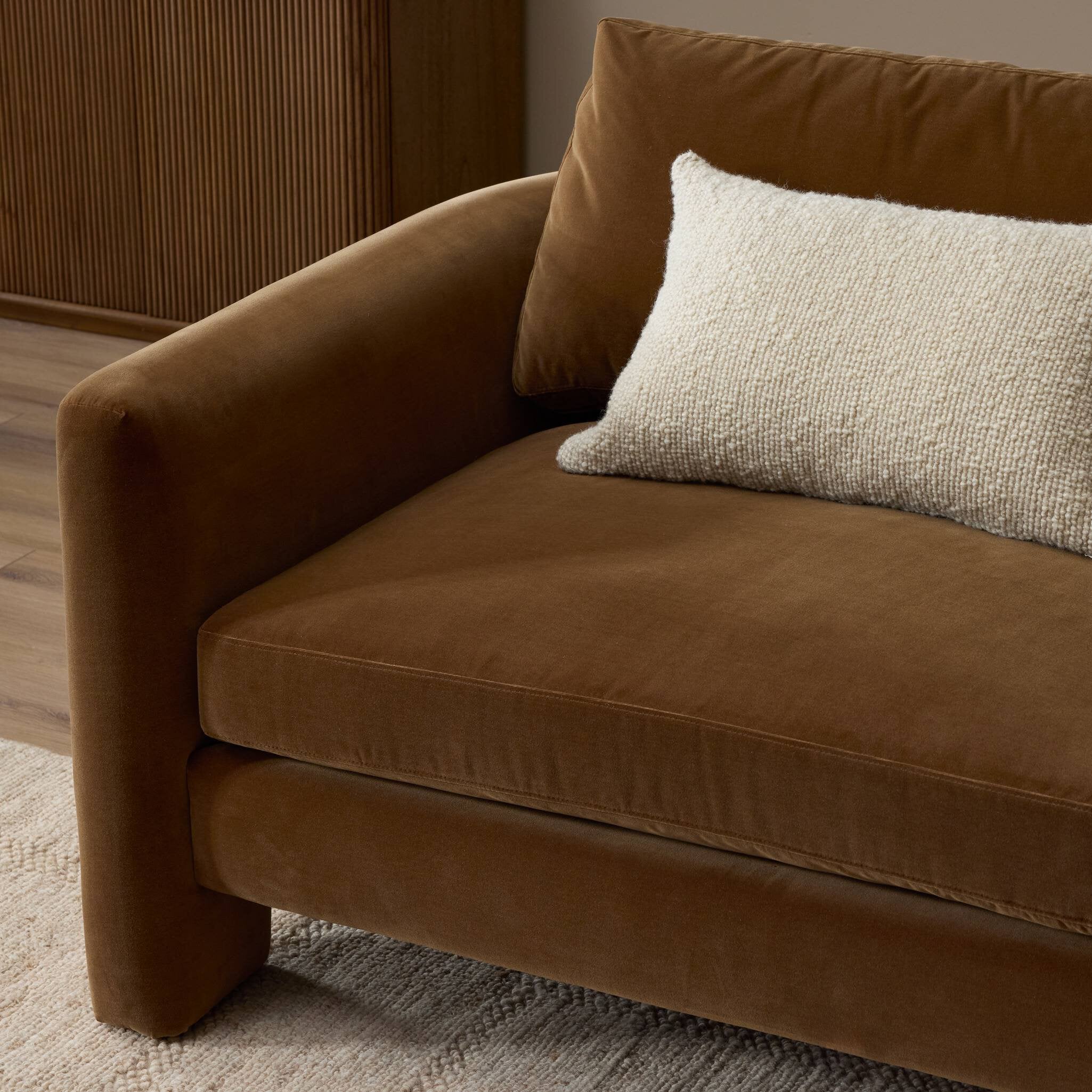 Four Hands Katya Surrey Ochre 80in Sofa — hardware detail
