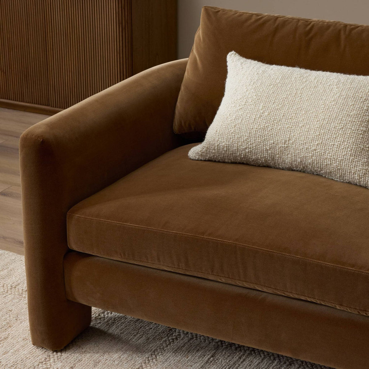 Four Hands Katya Surrey Ochre 80in Sofa — hardware detail