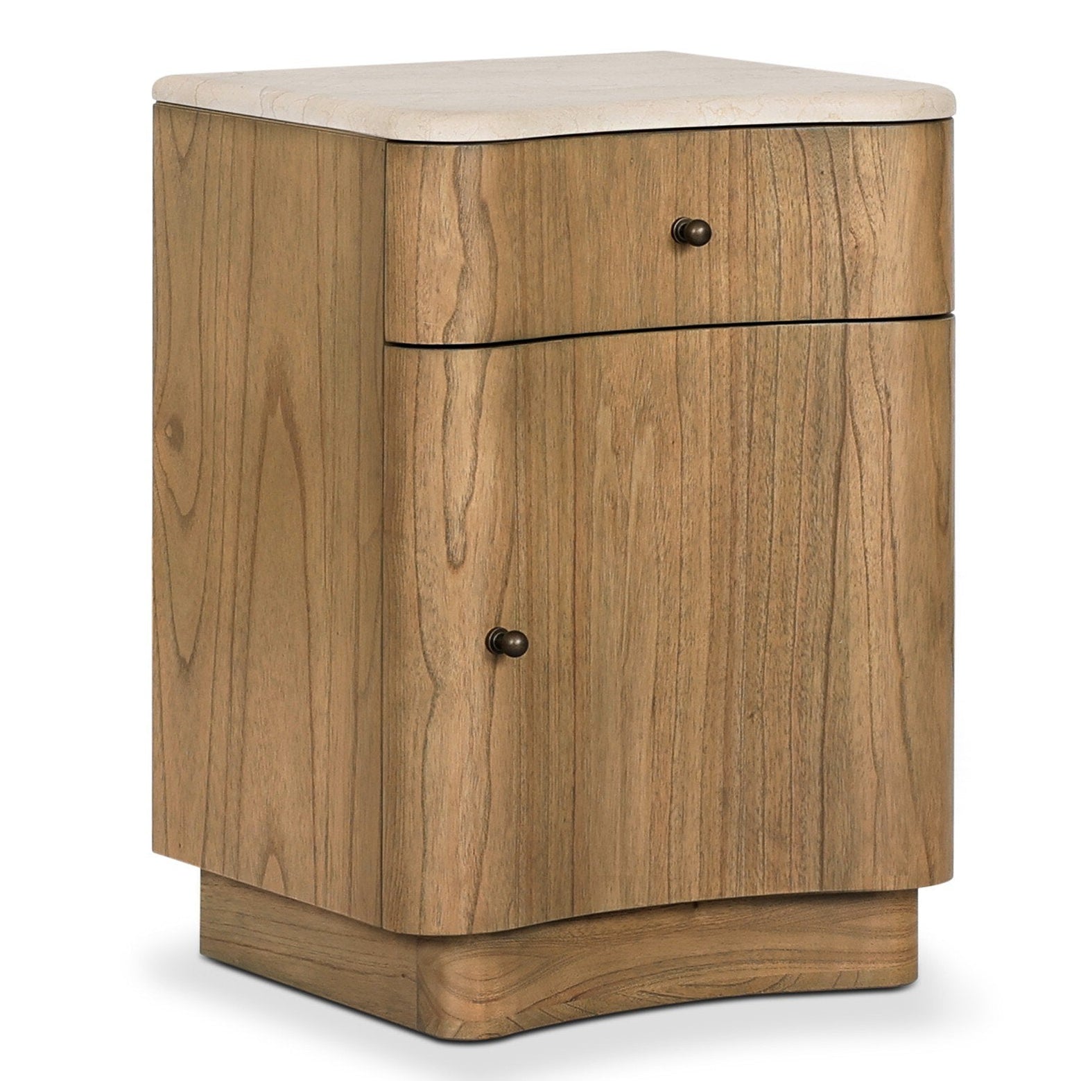 Four Hands Boa Cream Marble Small Nightstand — styled view